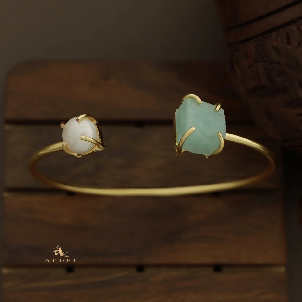 Libra Claw Dyed & Raw Stone + Pearl Bangle - Image 34