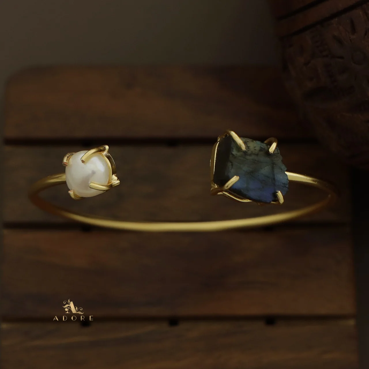 Libra Claw Dyed & Raw Stone + Pearl Bangle - Image 35