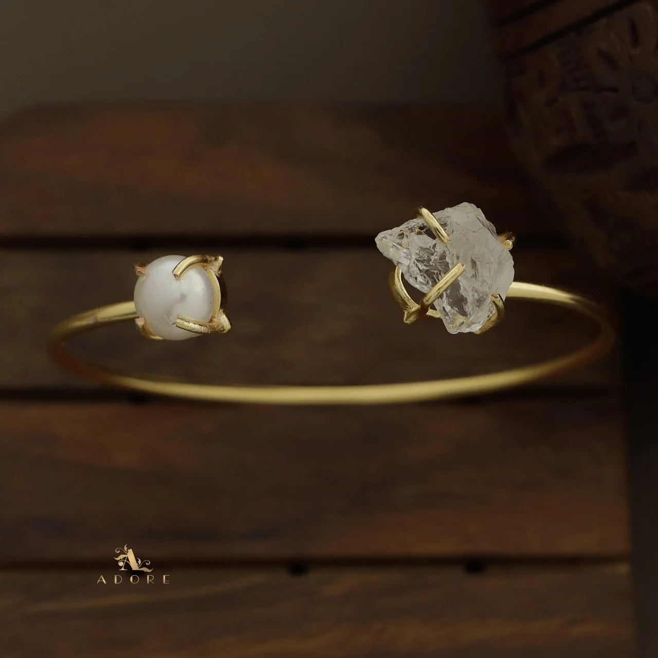 Libra Claw Dyed & Raw Stone + Pearl Bangle - Image 36