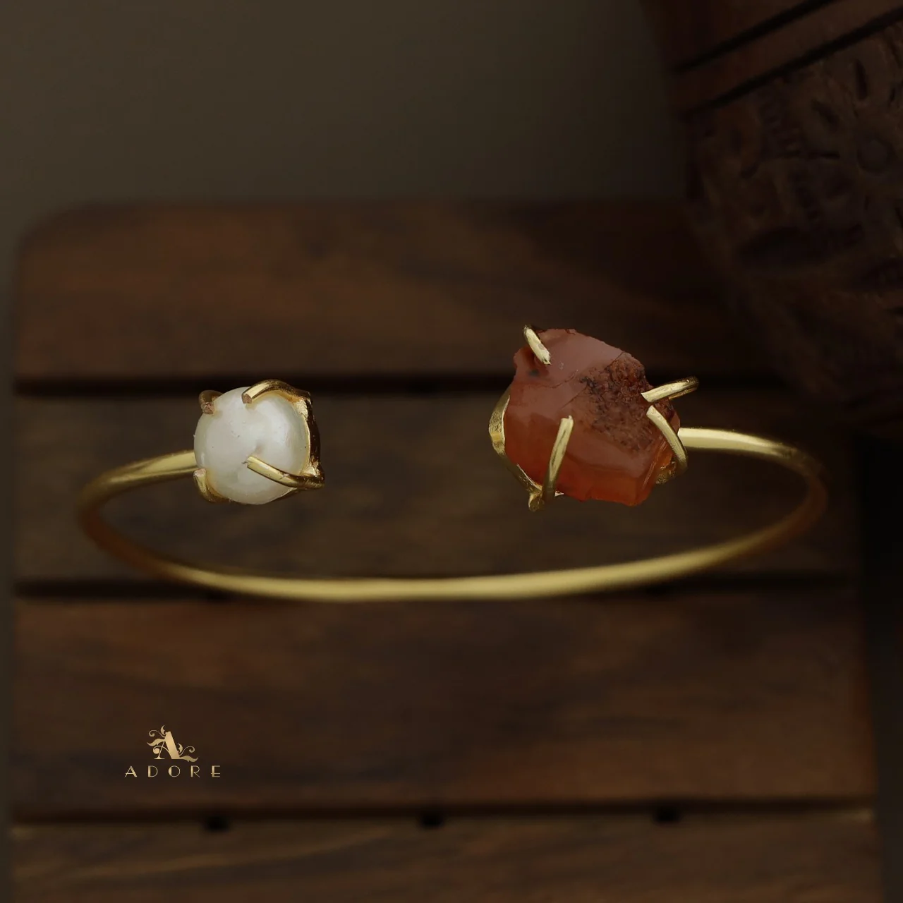 Libra Claw Dyed & Raw Stone + Pearl Bangle - Image 37