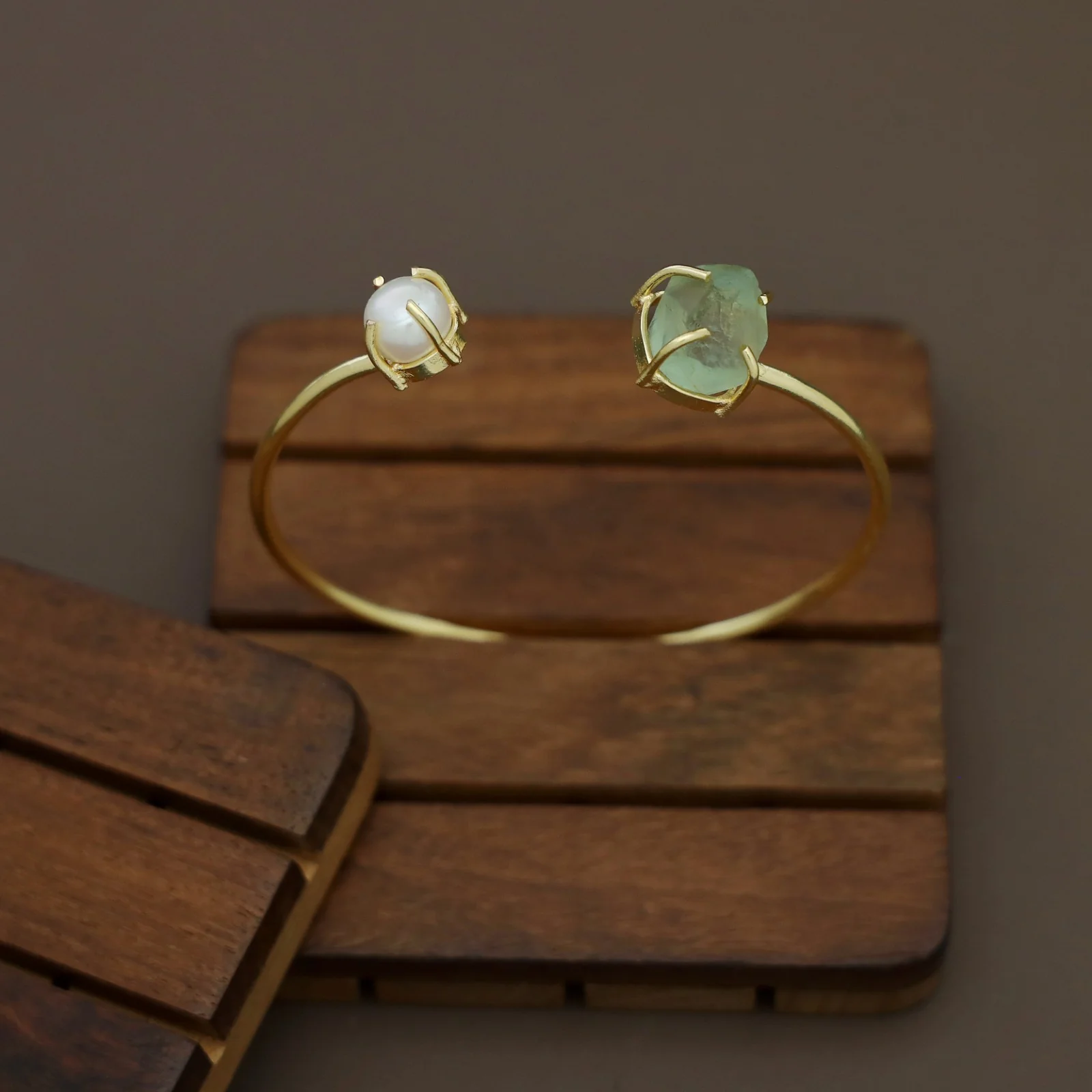 Libra Claw Dyed & Raw Stone + Pearl Bangle - Image 39