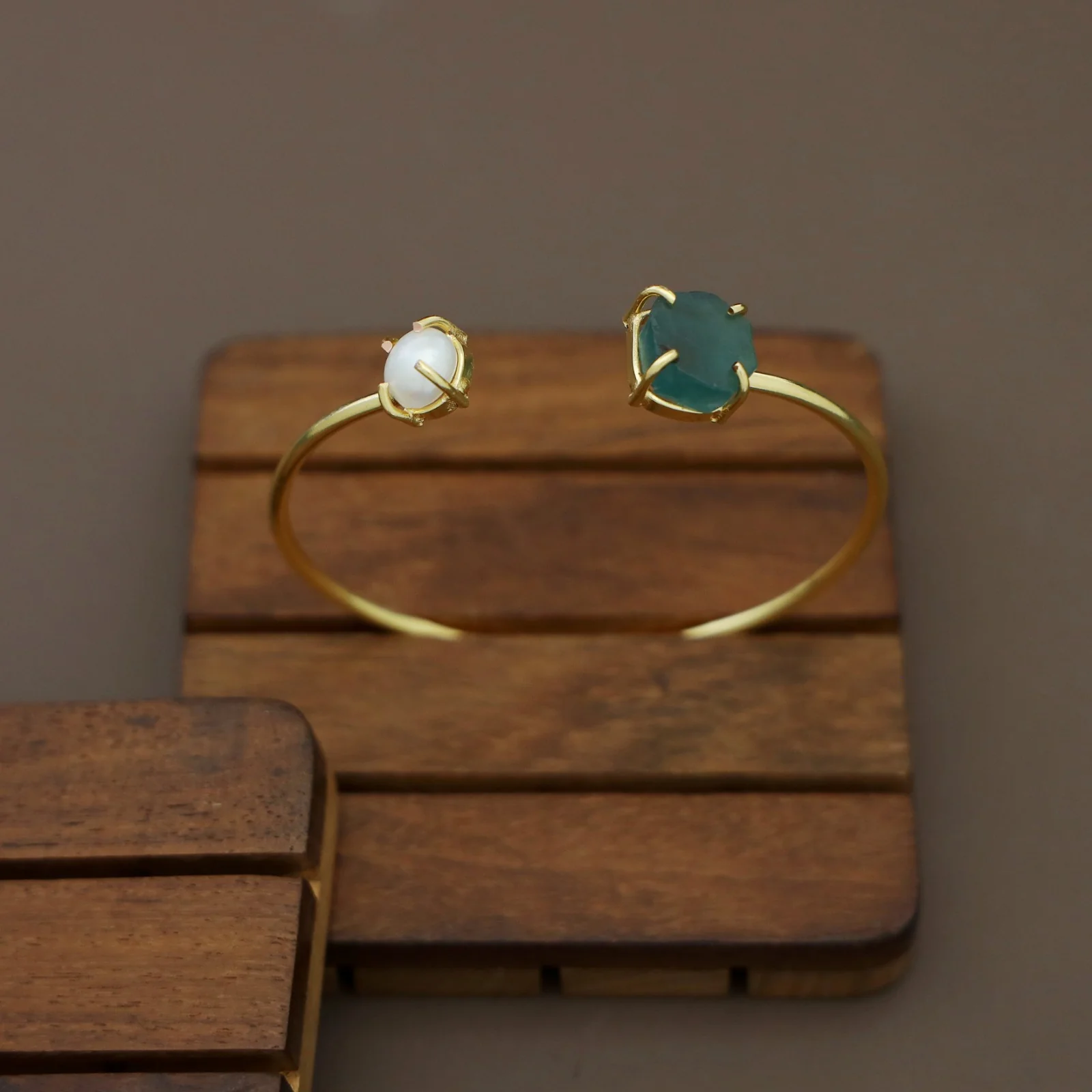 Libra Claw Dyed & Raw Stone + Pearl Bangle - Image 40