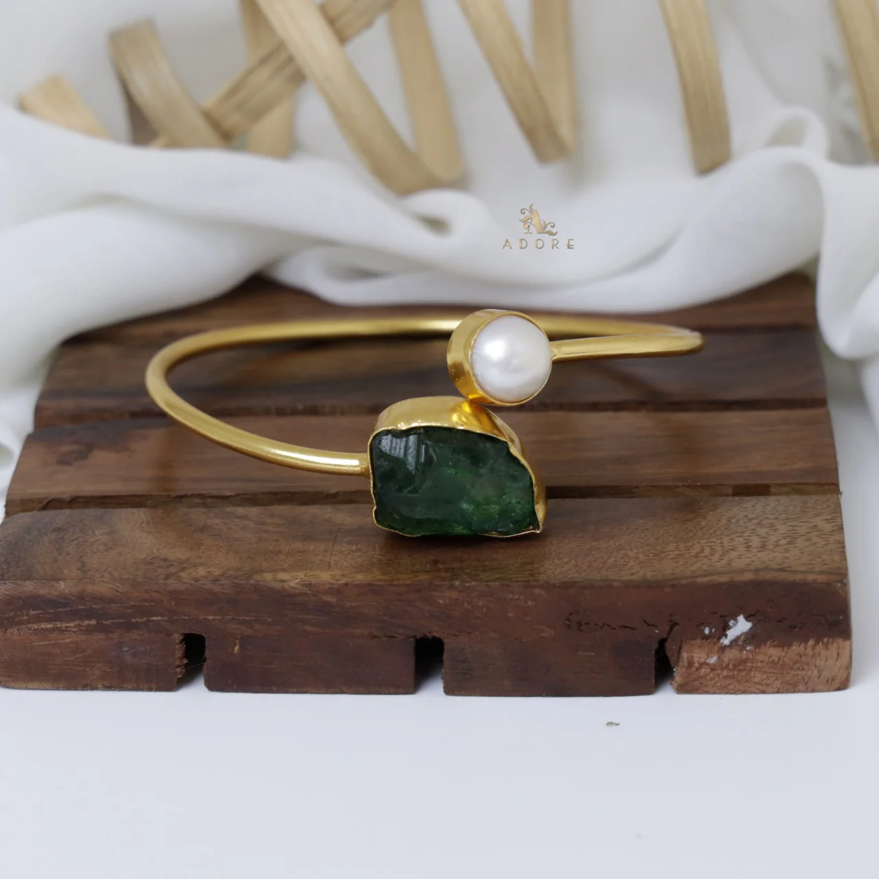 Libra Dyed & Raw Stone + Pearl Bangle - Image 10