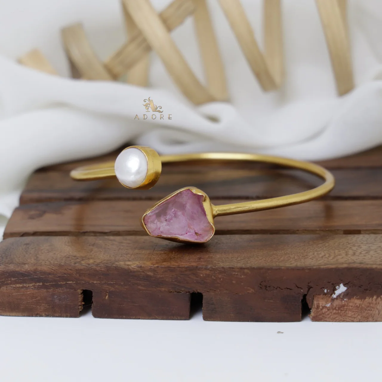 Libra Dyed & Raw Stone + Pearl Bangle - Image 11
