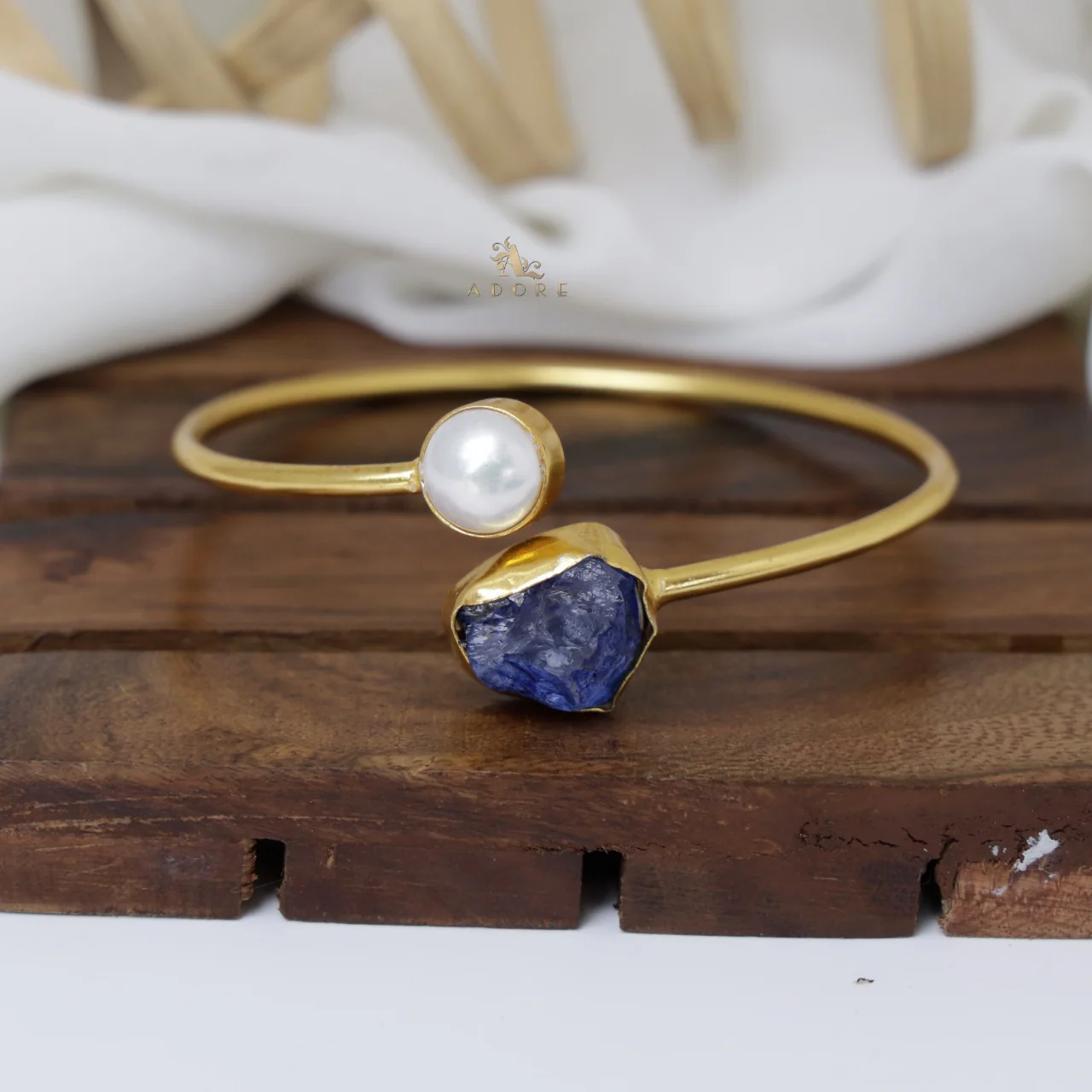 Libra Dyed & Raw Stone + Pearl Bangle - Image 12