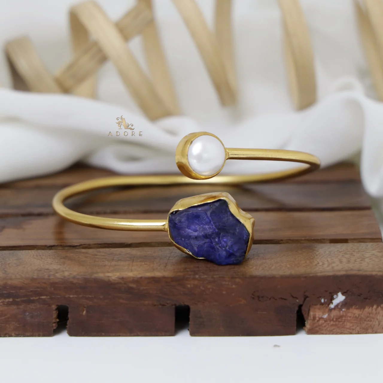 Libra Dyed & Raw Stone + Pearl Bangle - Image 14