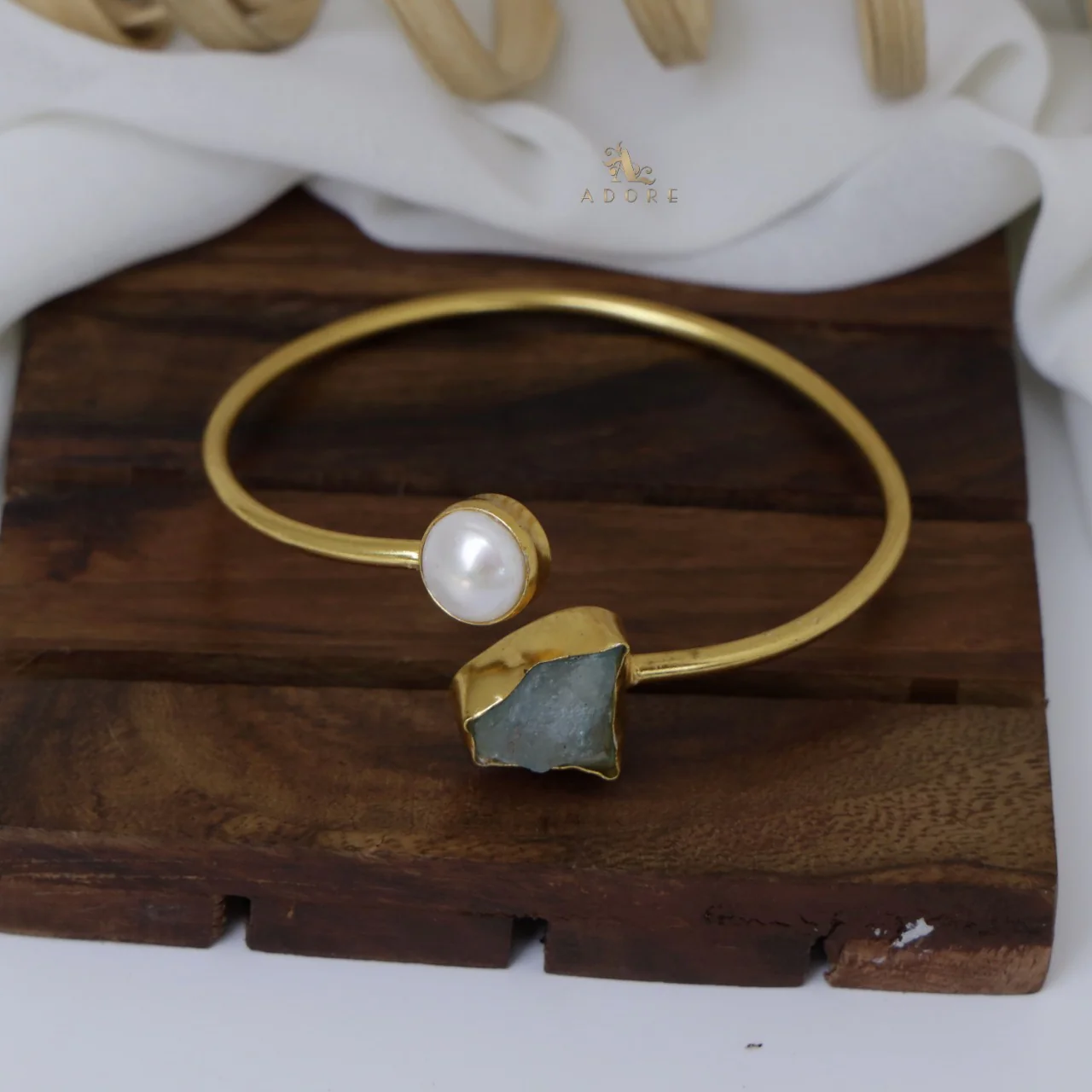 Libra Dyed & Raw Stone + Pearl Bangle - Image 15