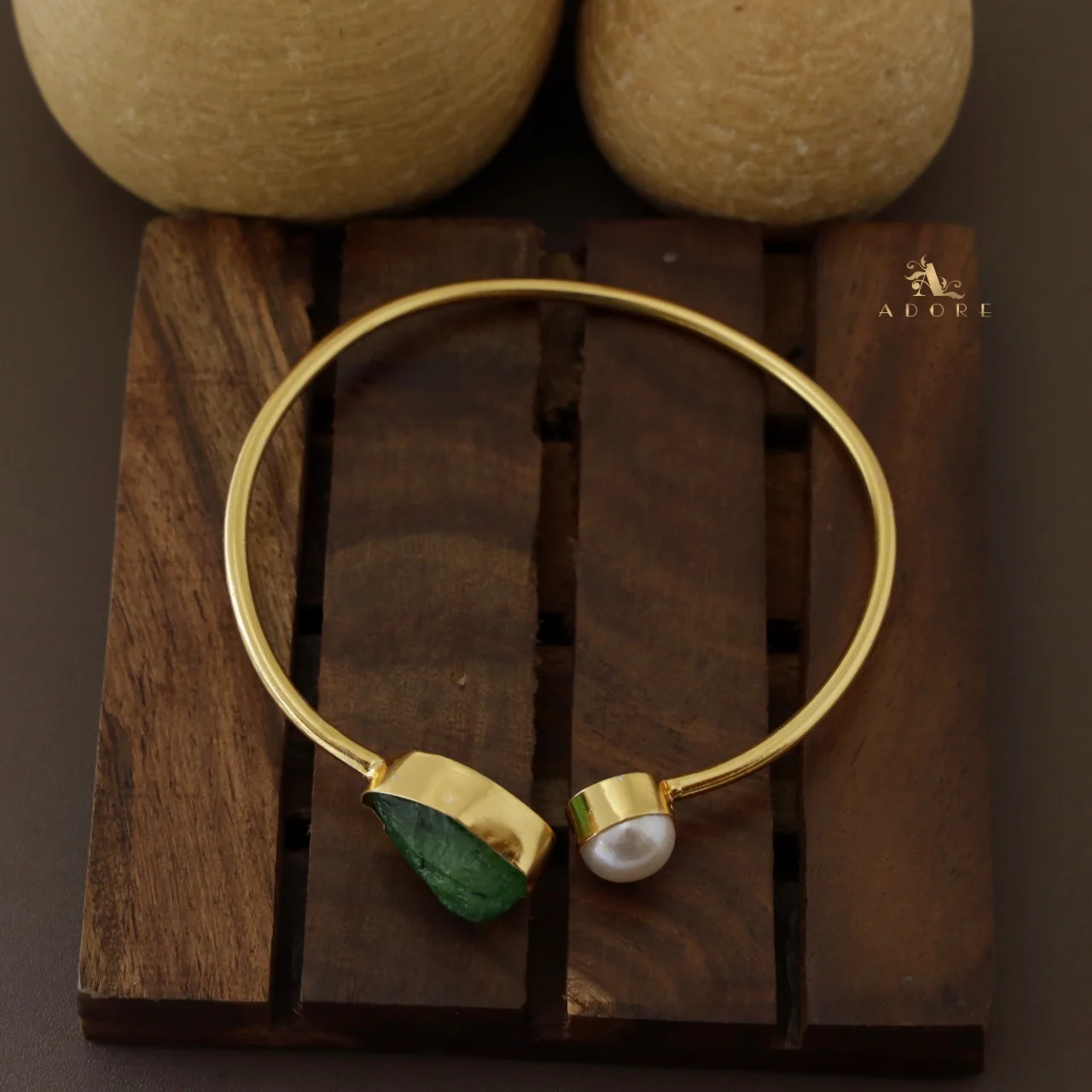Libra Dyed & Raw Stone + Pearl Bangle - Image 16