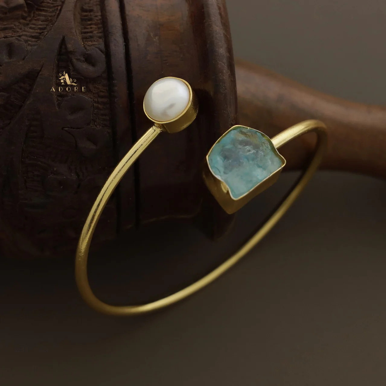 Libra Dyed & Raw Stone + Pearl Bangle - Image 21