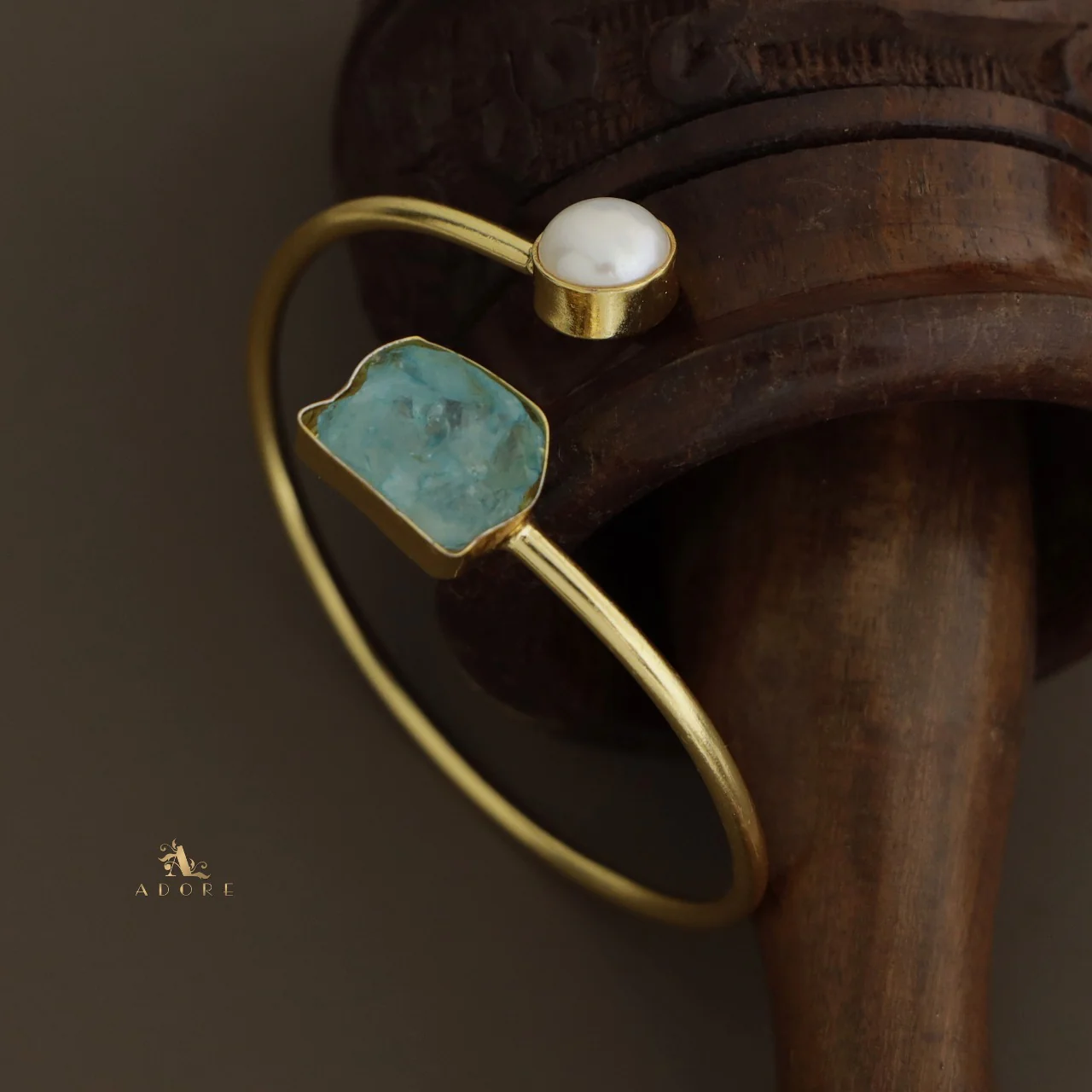 Libra Dyed & Raw Stone + Pearl Bangle - Image 22