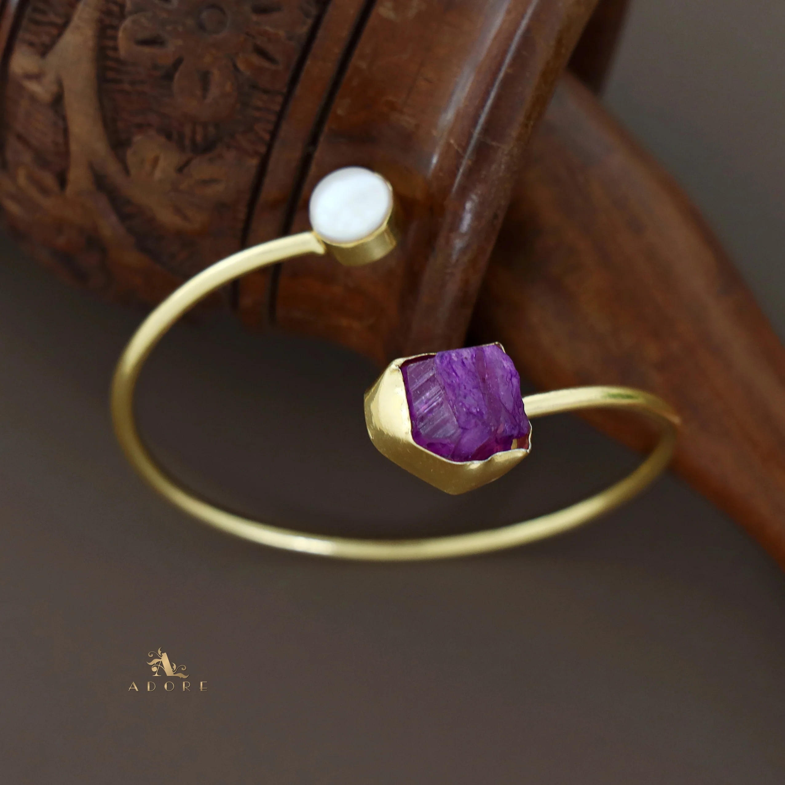 Libra Dyed & Raw Stone + Pearl Bangle - Image 29