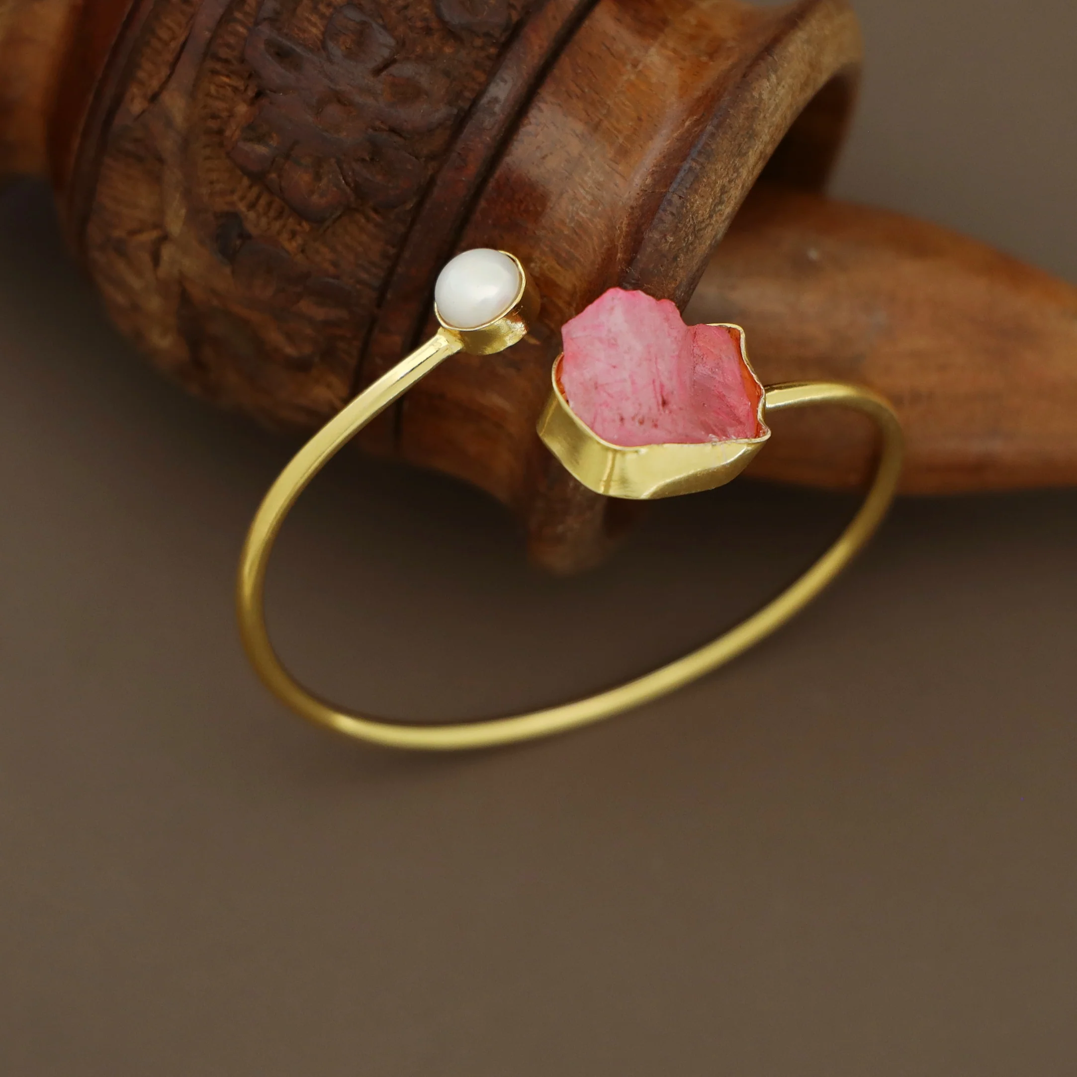 Libra Dyed & Raw Stone + Pearl Bangle - Image 37