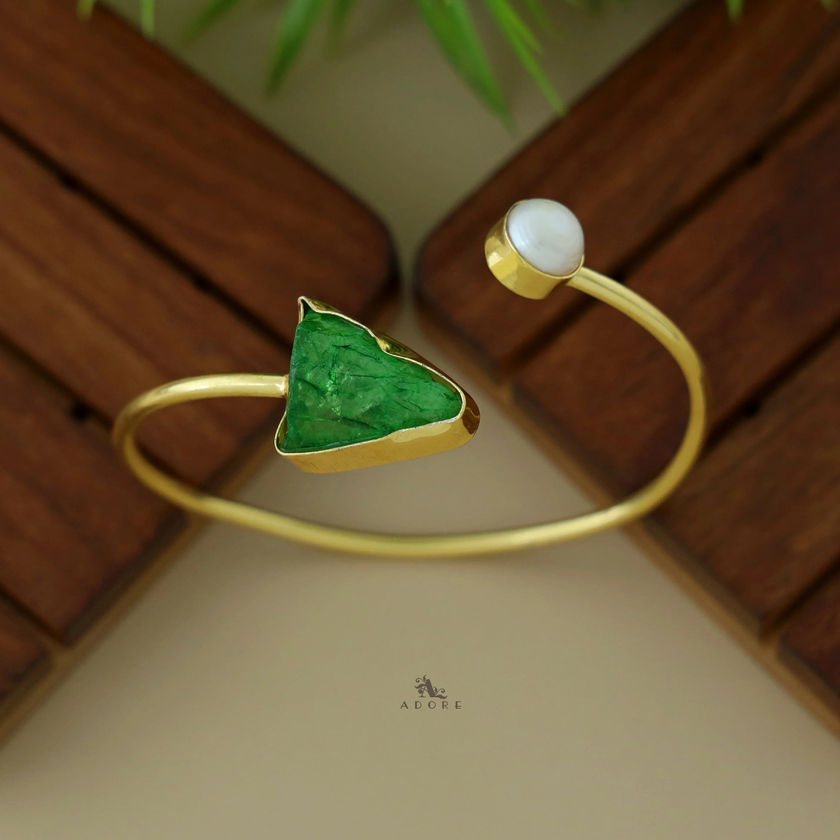 Libra Dyed & Raw Stone + Pearl Bangle - Image 4