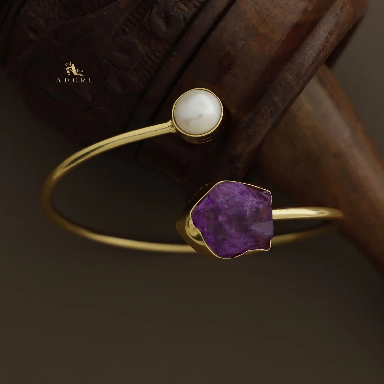 Libra Dyed & Raw Stone + Pearl Bangle - Image 7