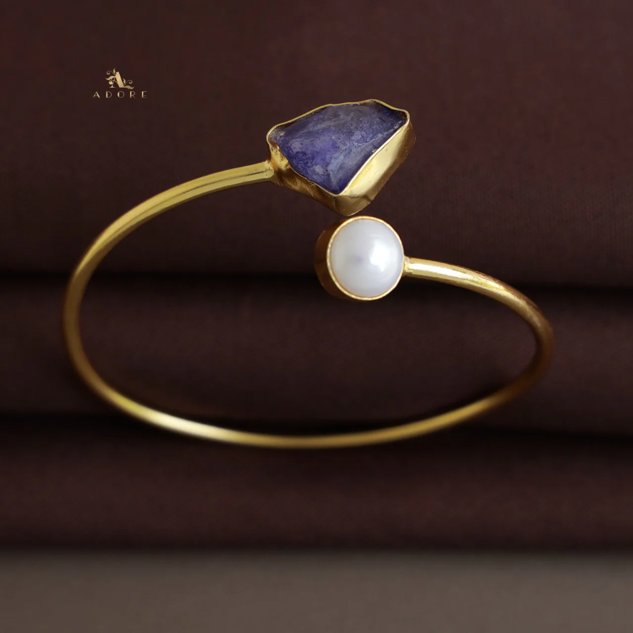 Libra Dyed & Raw Stone + Pearl Bangle - Image 8