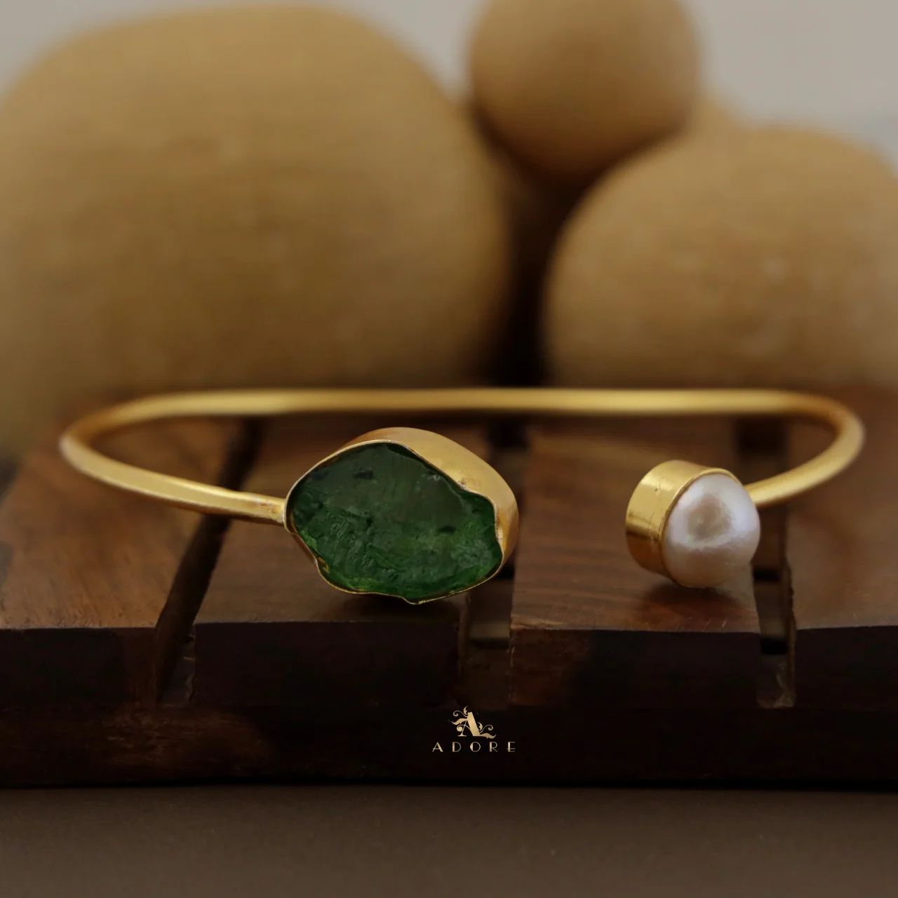 Libra Dyed & Raw Stone + Pearl Bangle - Image 9