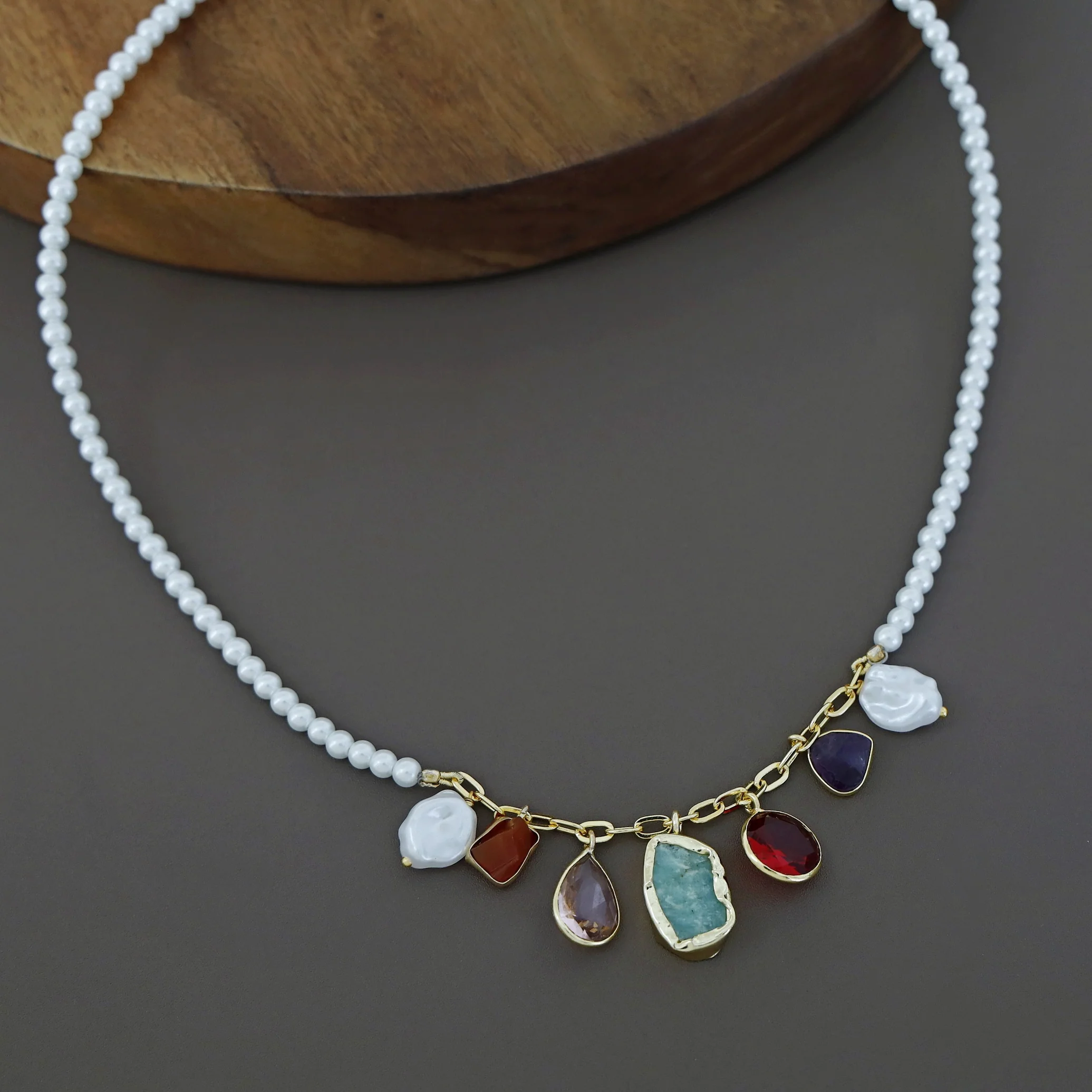 Lilianna Baroque + Raw Stone + Glossy Pearl Neckpiece - Image 4