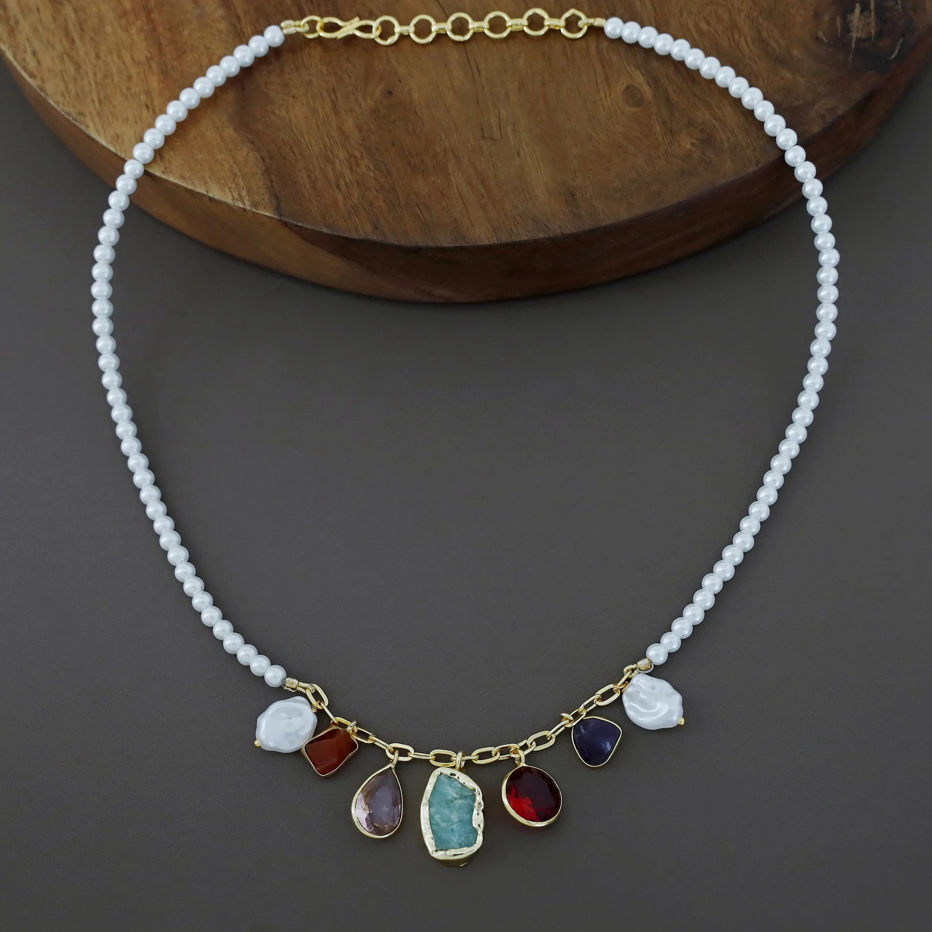 Lilianna Baroque + Raw Stone + Glossy Pearl Neckpiece - Image 5
