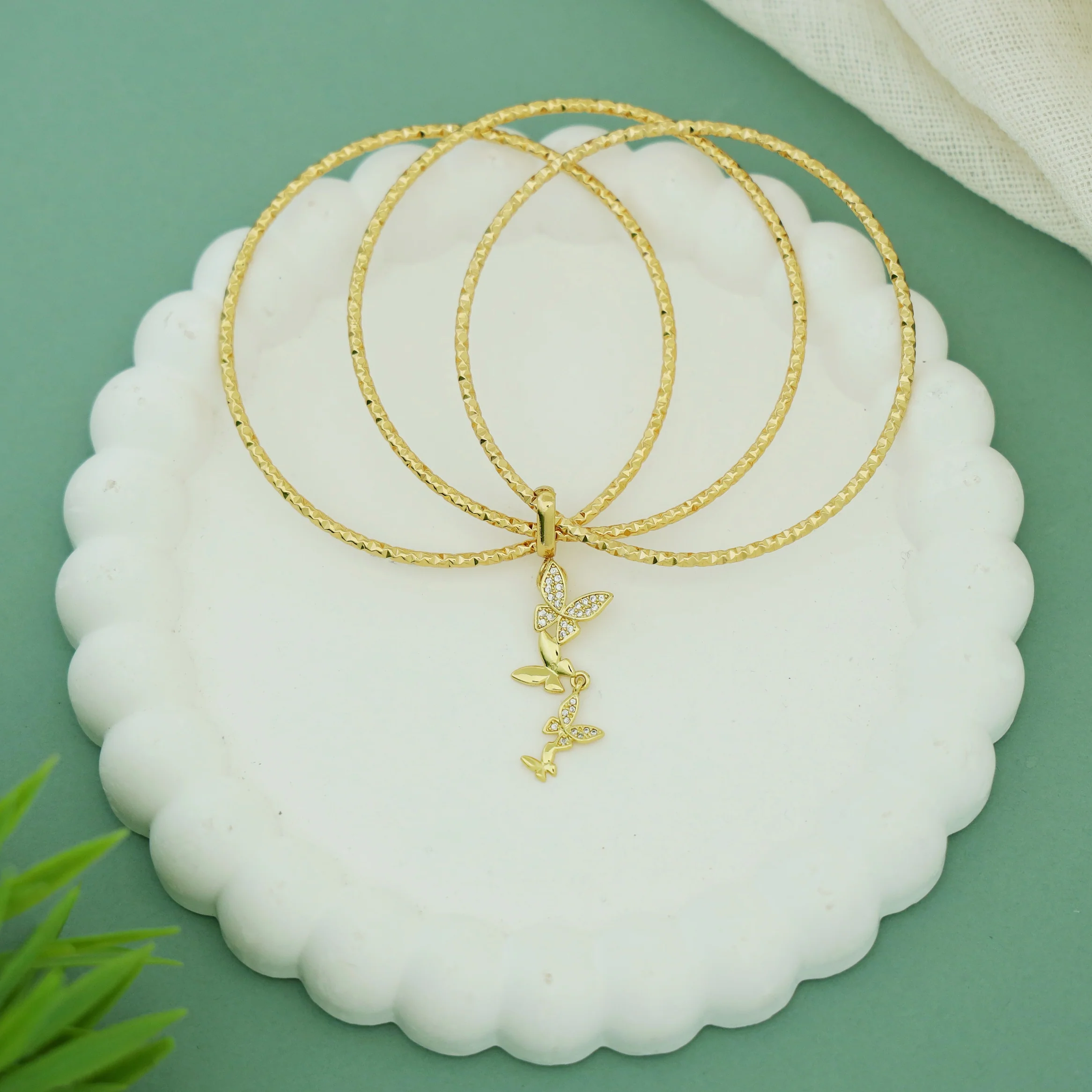 Lilia Tetra Butterfly 3 Layer Charm Bangle - Image 3