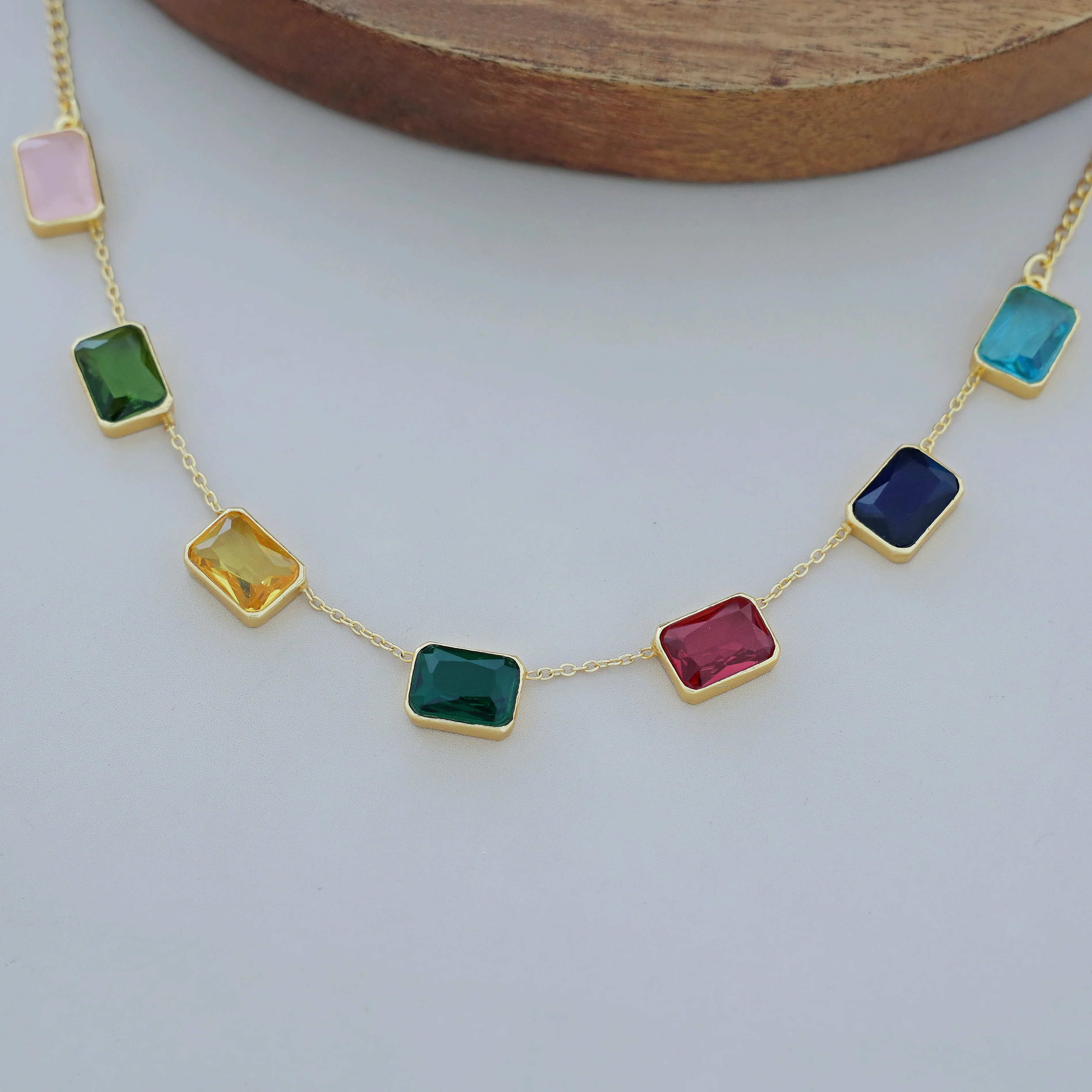Lilith Glossy Rectangle 7 Stone Neckpiece - Image 2