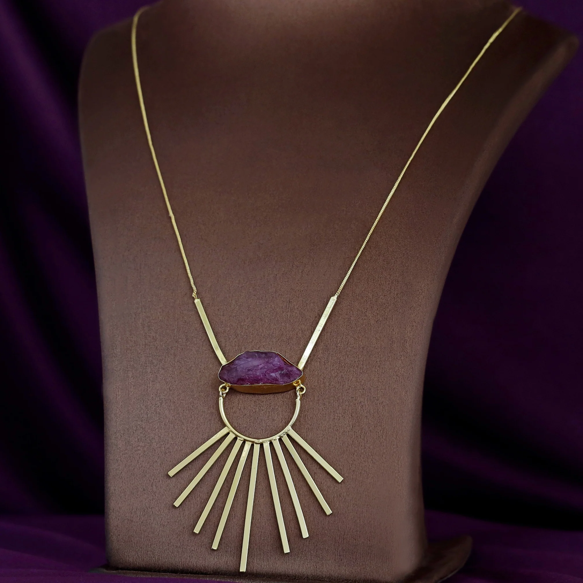 Lilou Golden Shower Dyed Stone Long Neckpiece - Image 2