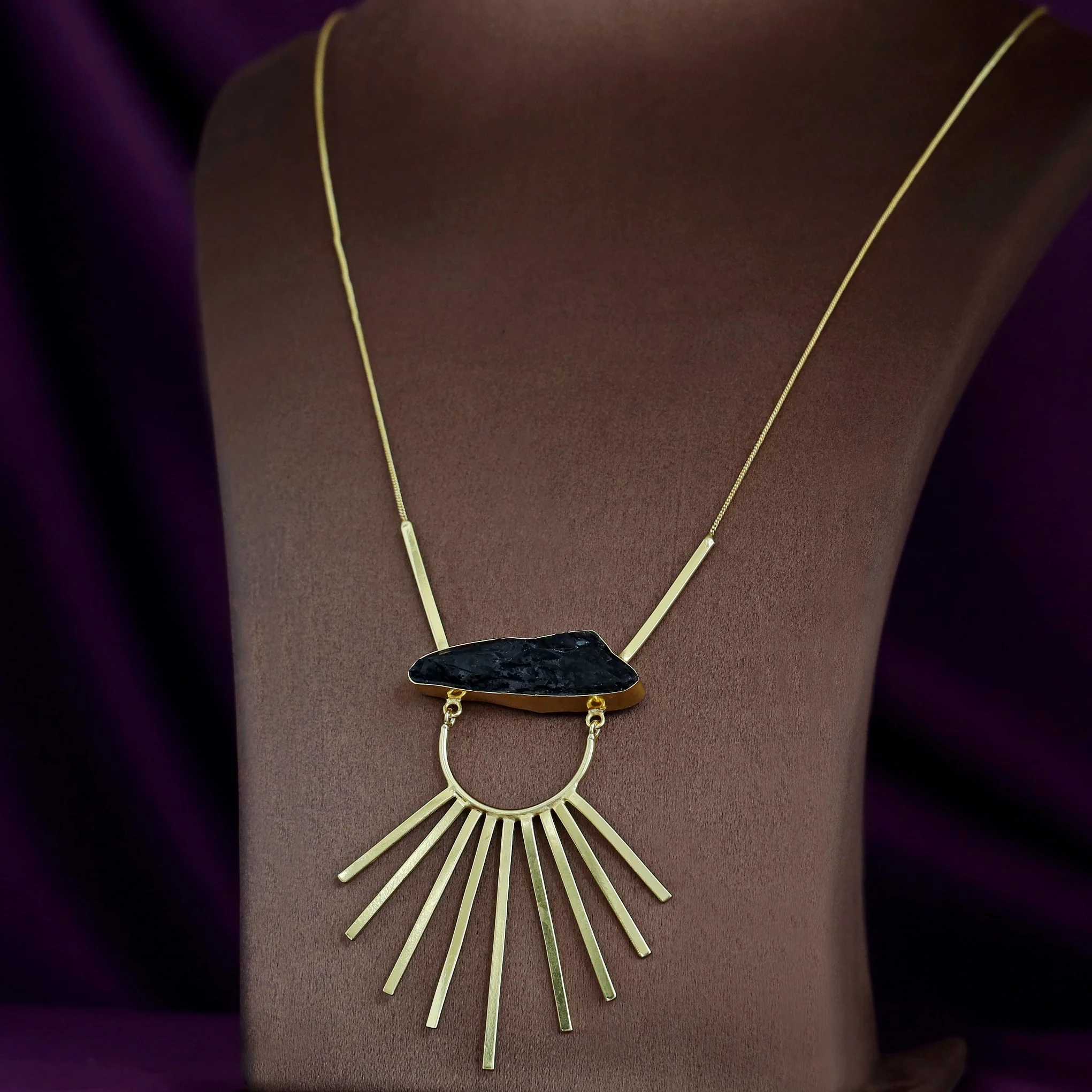Lilou Golden Shower Dyed Stone Long Neckpiece - Image 3