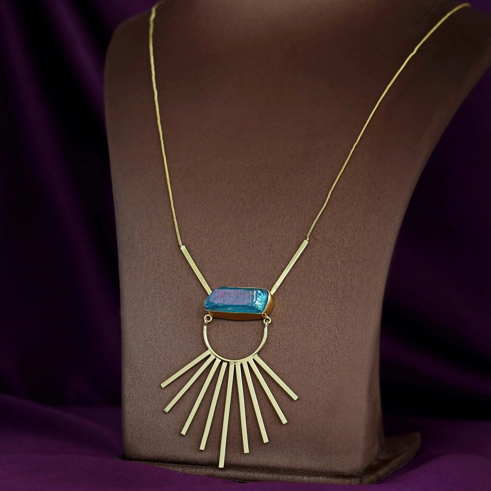 Lilou Golden Shower Dyed Stone Long Neckpiece - Image 9