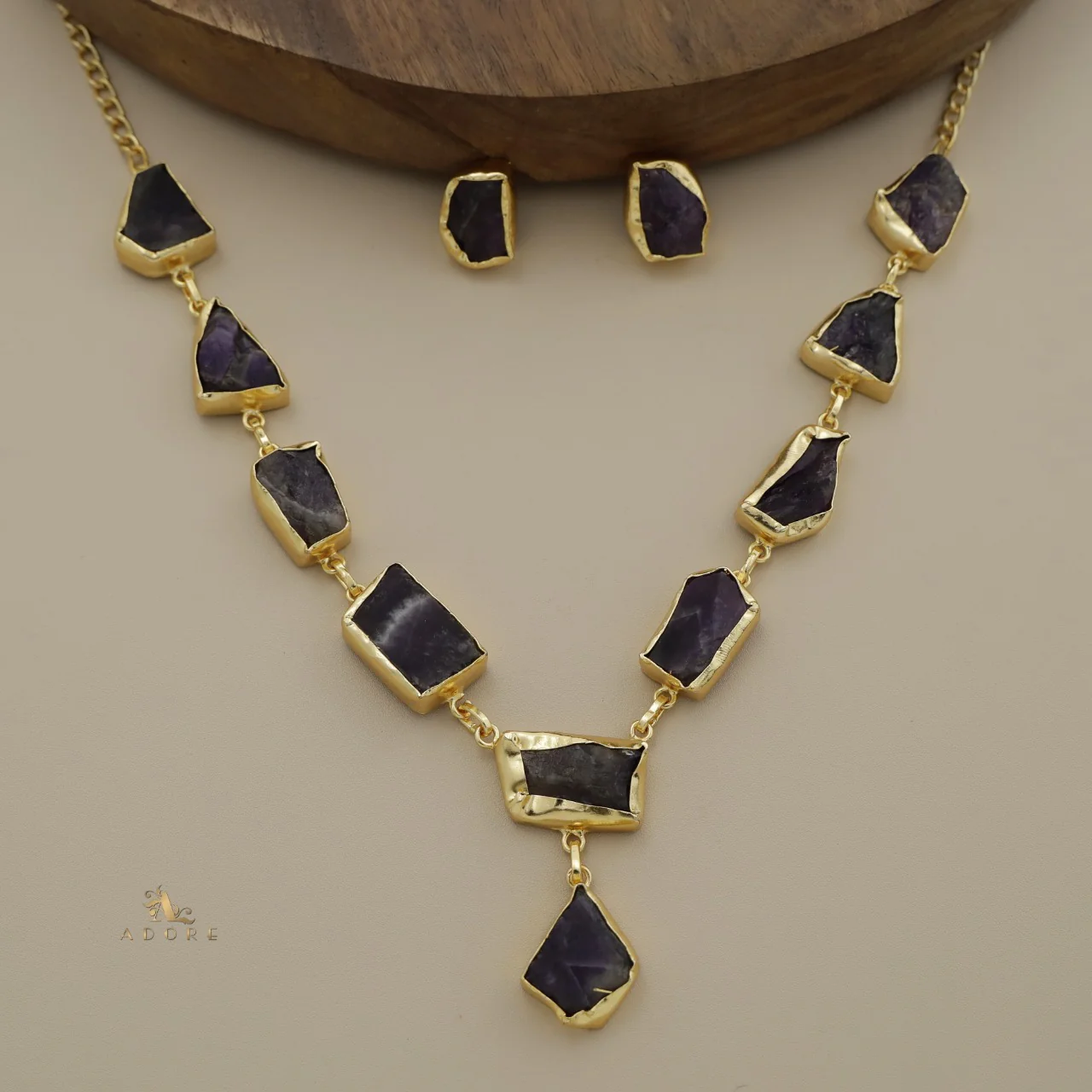 Linden Raw Stone Neckpiece With Earring - Image 2