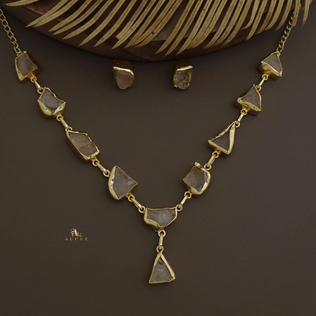 Linden Raw Stone Neckpiece With Earring - Image 4