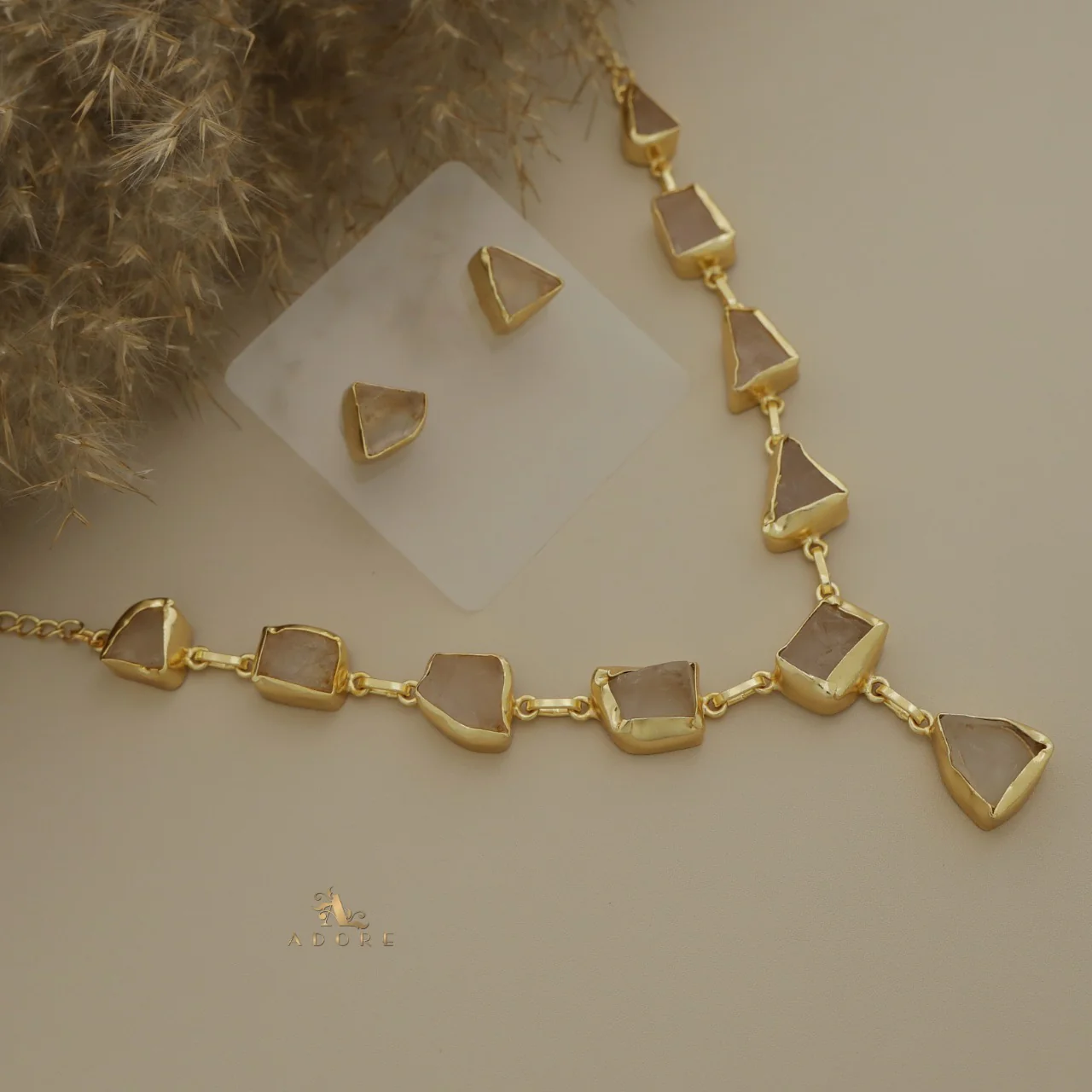 Linden Raw Stone Neckpiece With Earring - Image 5
