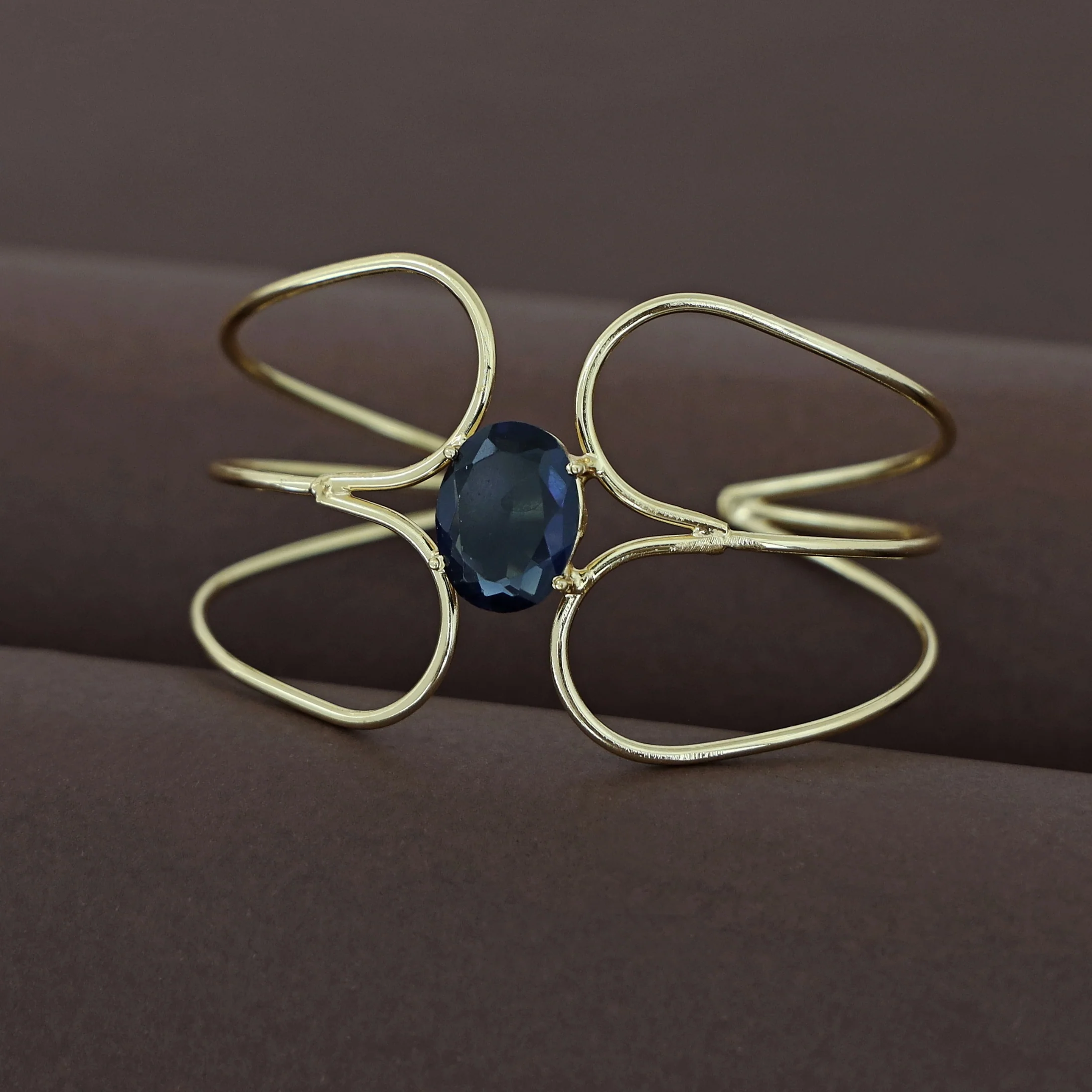 Lisa Golden Tri Layer Glossy Bangle - Image 3