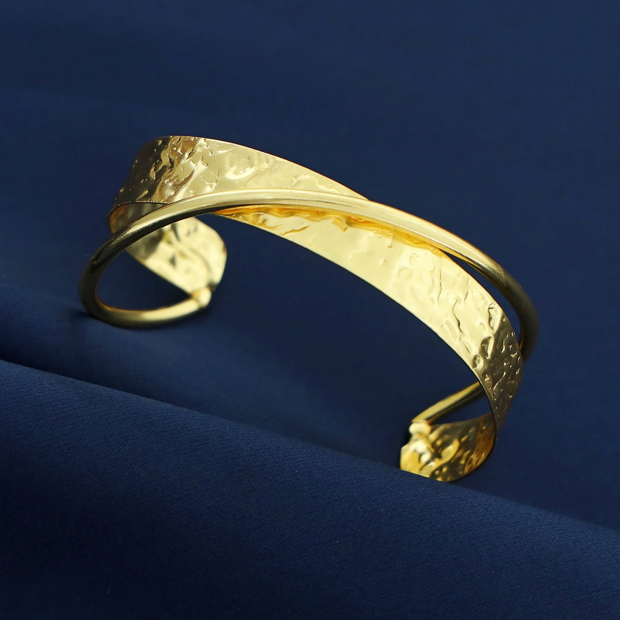 Lohita Golden Hammered Hand Cuff - Image 2