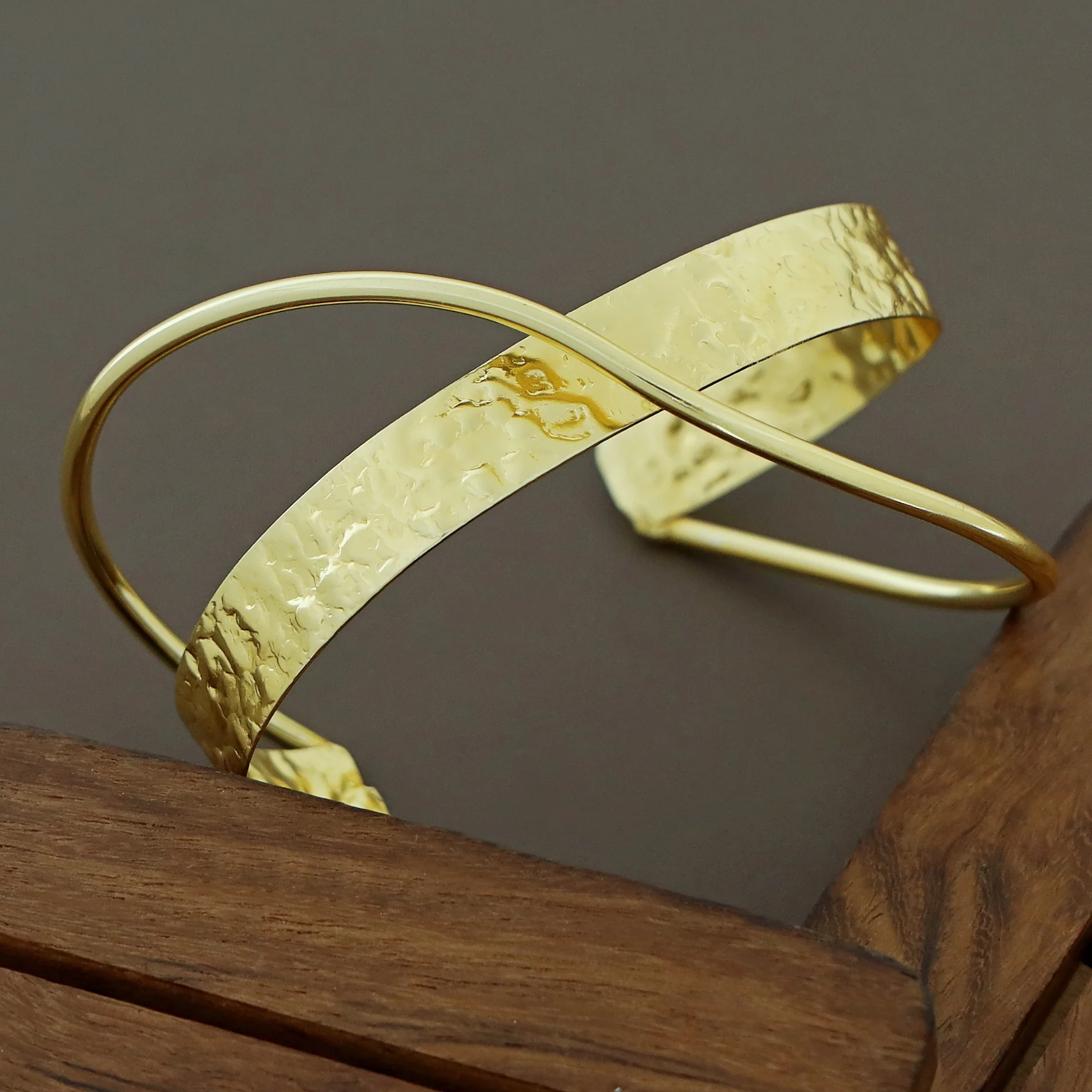 Lohita Golden Hammered Hand Cuff - Image 3