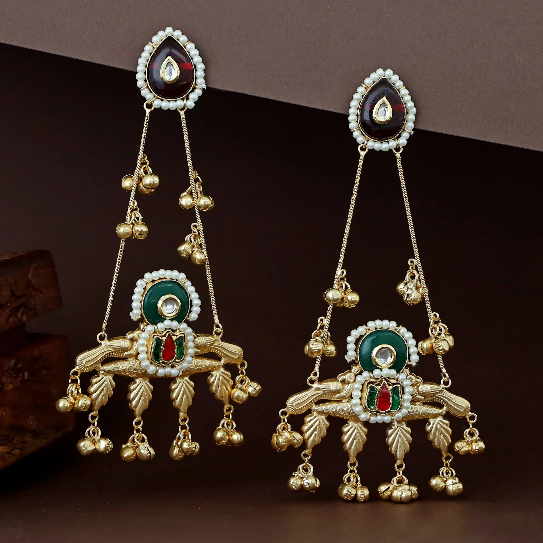 Lotus Ghungroo Kashmiri Hanging Earring - Image 2