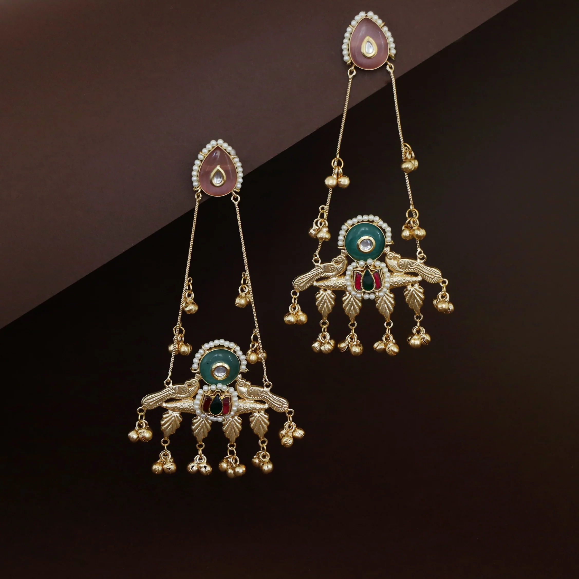Lotus Ghungroo Kashmiri Hanging Earring - Image 3