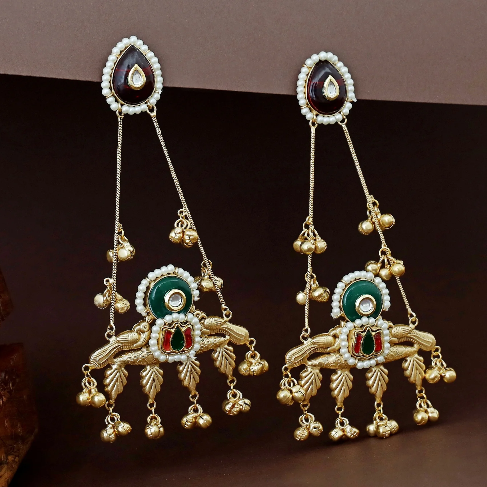 Lotus Ghungroo Kashmiri Hanging Earring - Image 5