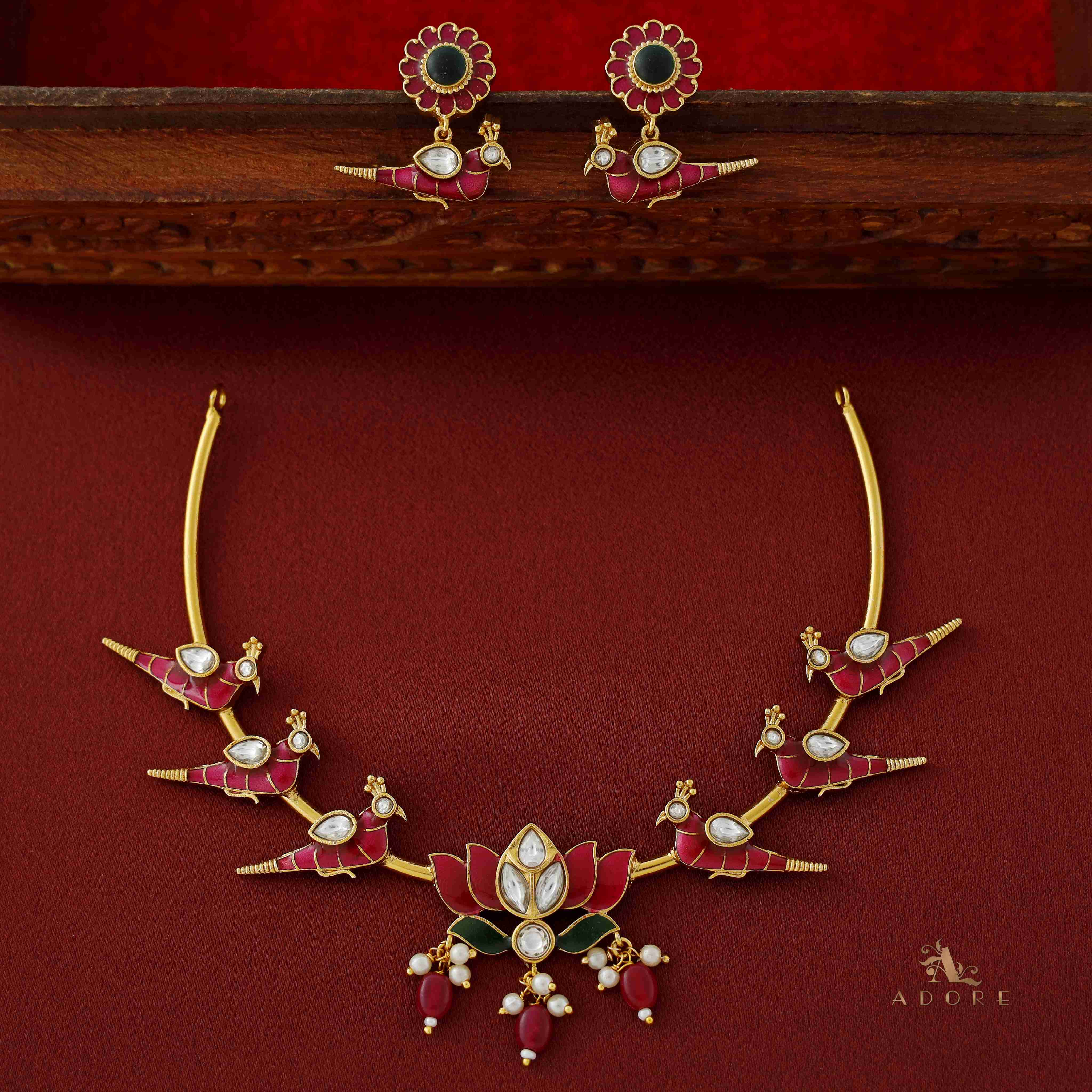 Lotus With Bird Neckcuff With Earring - Image 3