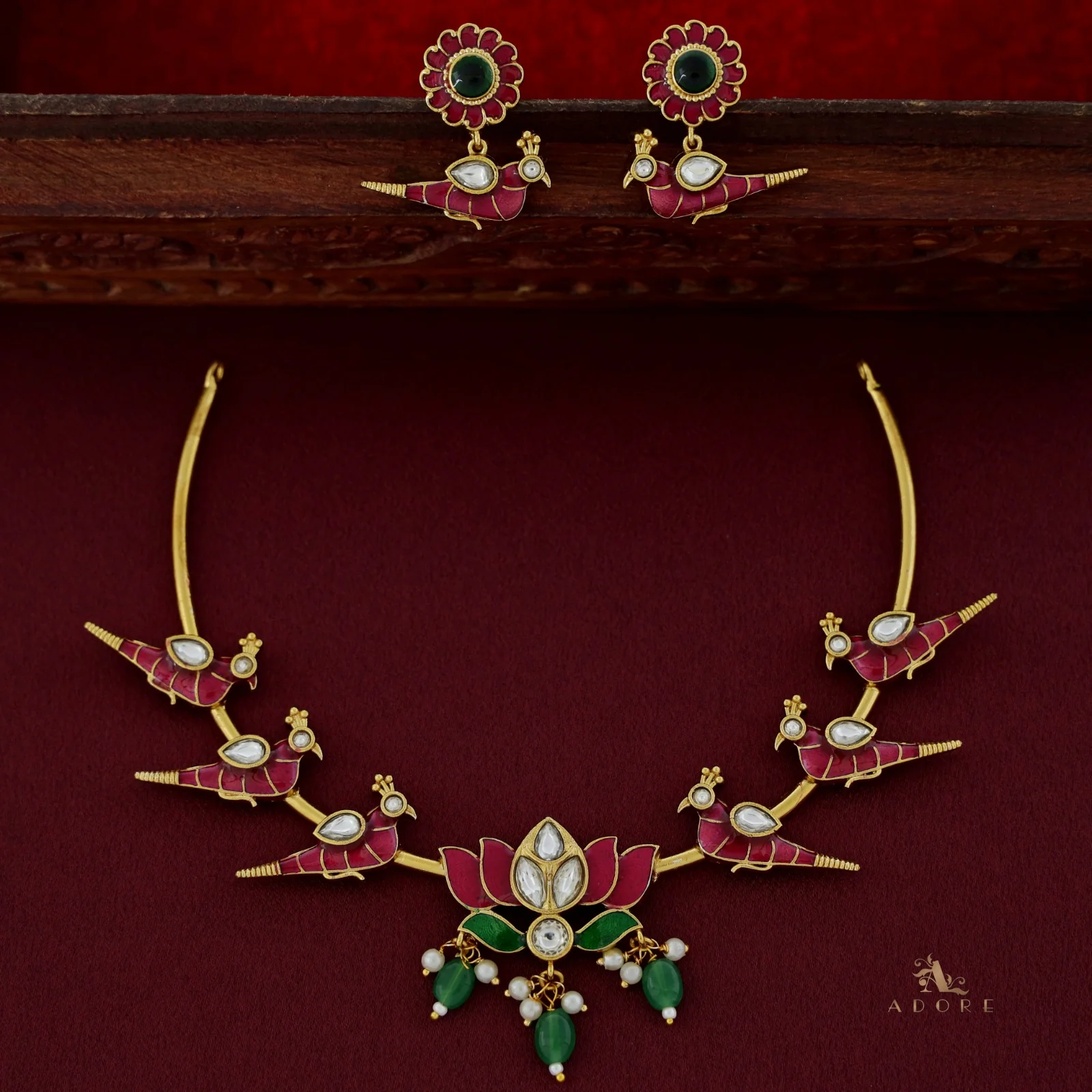 Lotus With Bird Neckcuff With Earring - Image 4