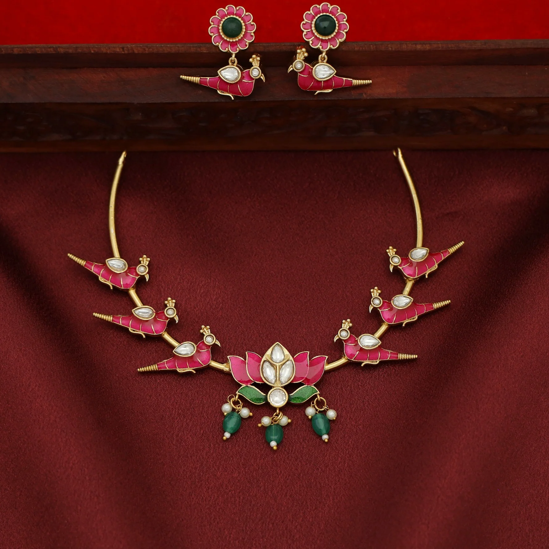 Lotus With Bird Neckcuff With Earring - Image 5