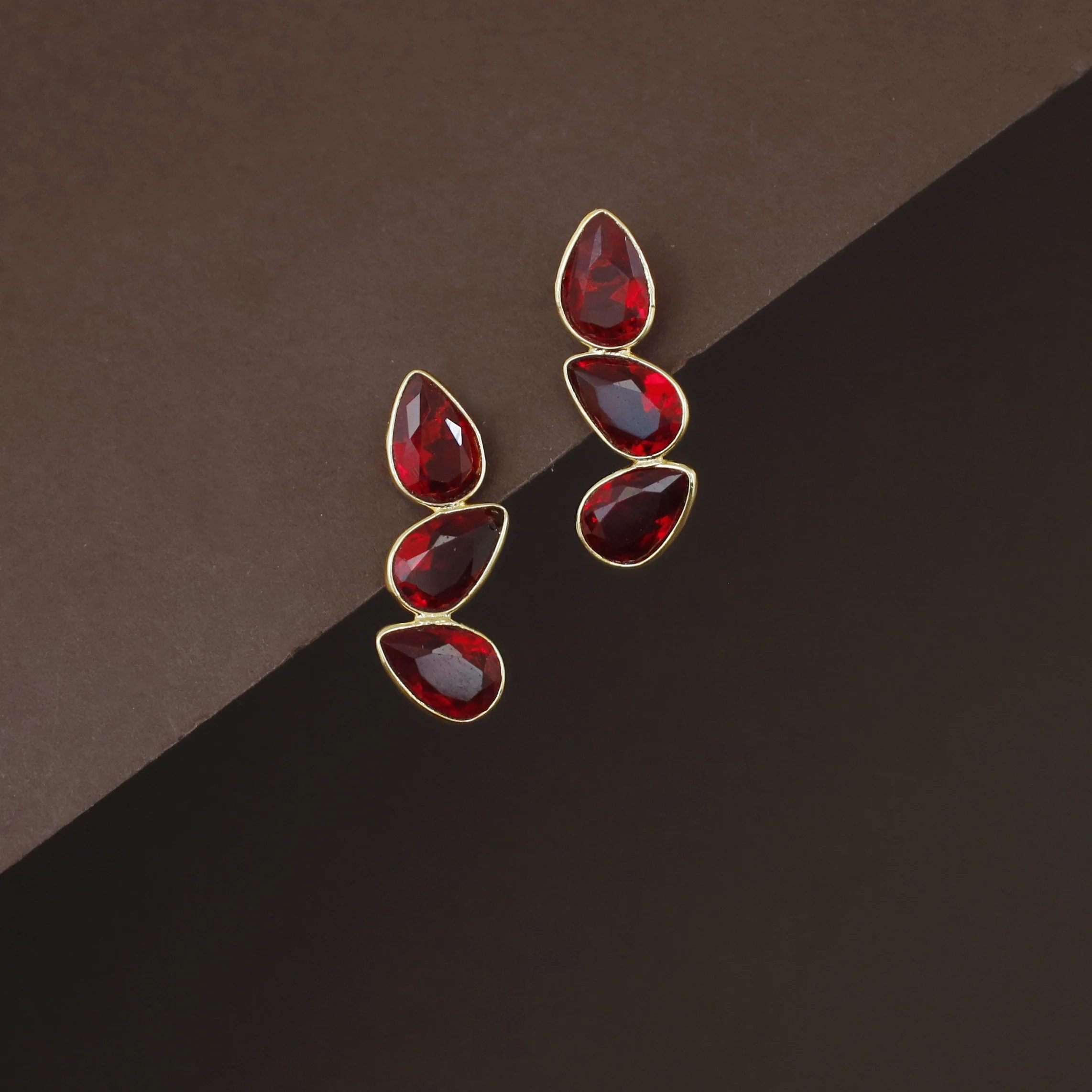 Louise Mini Tri Drop Glossy Rooster Earring - Image 3
