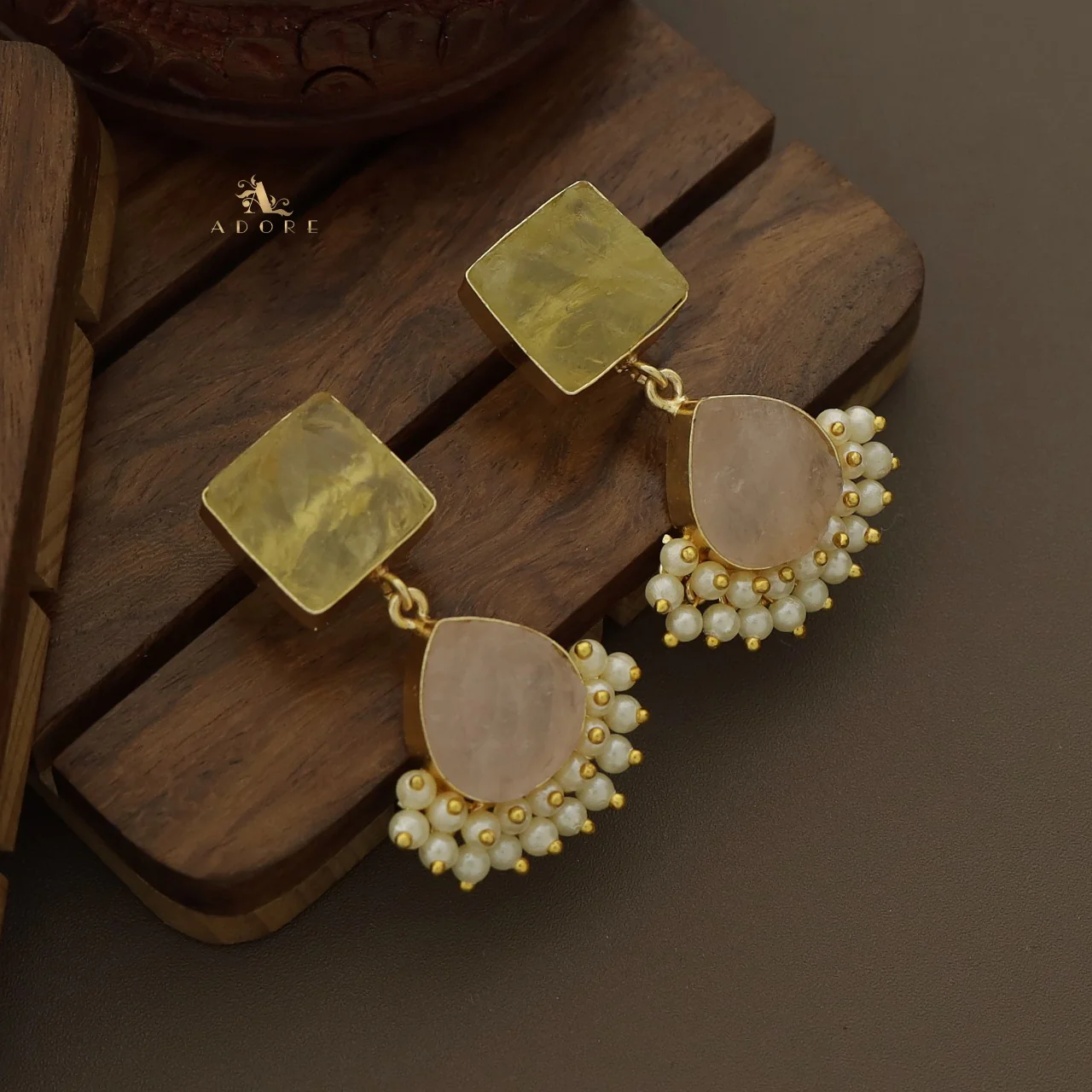 Lowena Raw Stone Cluster Pearl Earring - Image 11