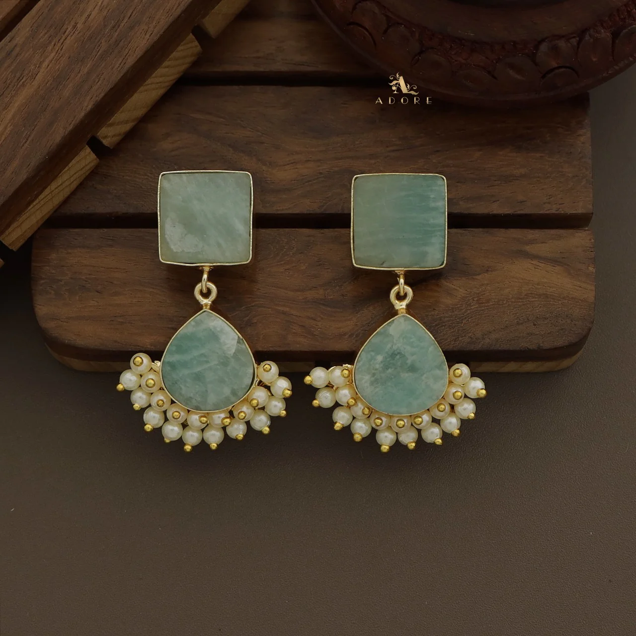 Lowena Raw Stone Cluster Pearl Earring - Image 6