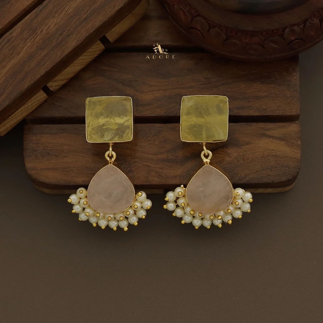 Lowena Raw Stone Cluster Pearl Earring - Image 9