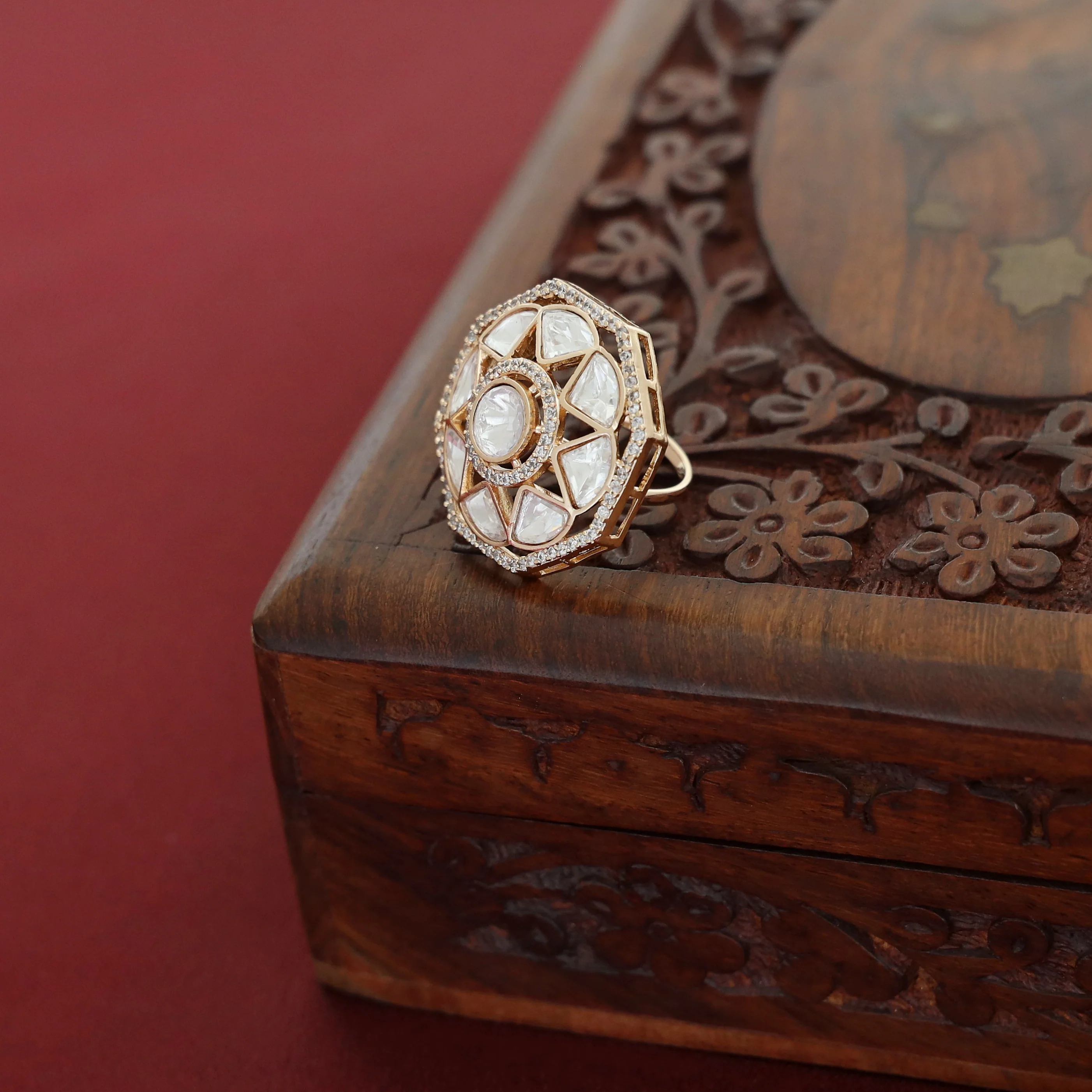 Lucia Floral Kundan Ring - Image 3
