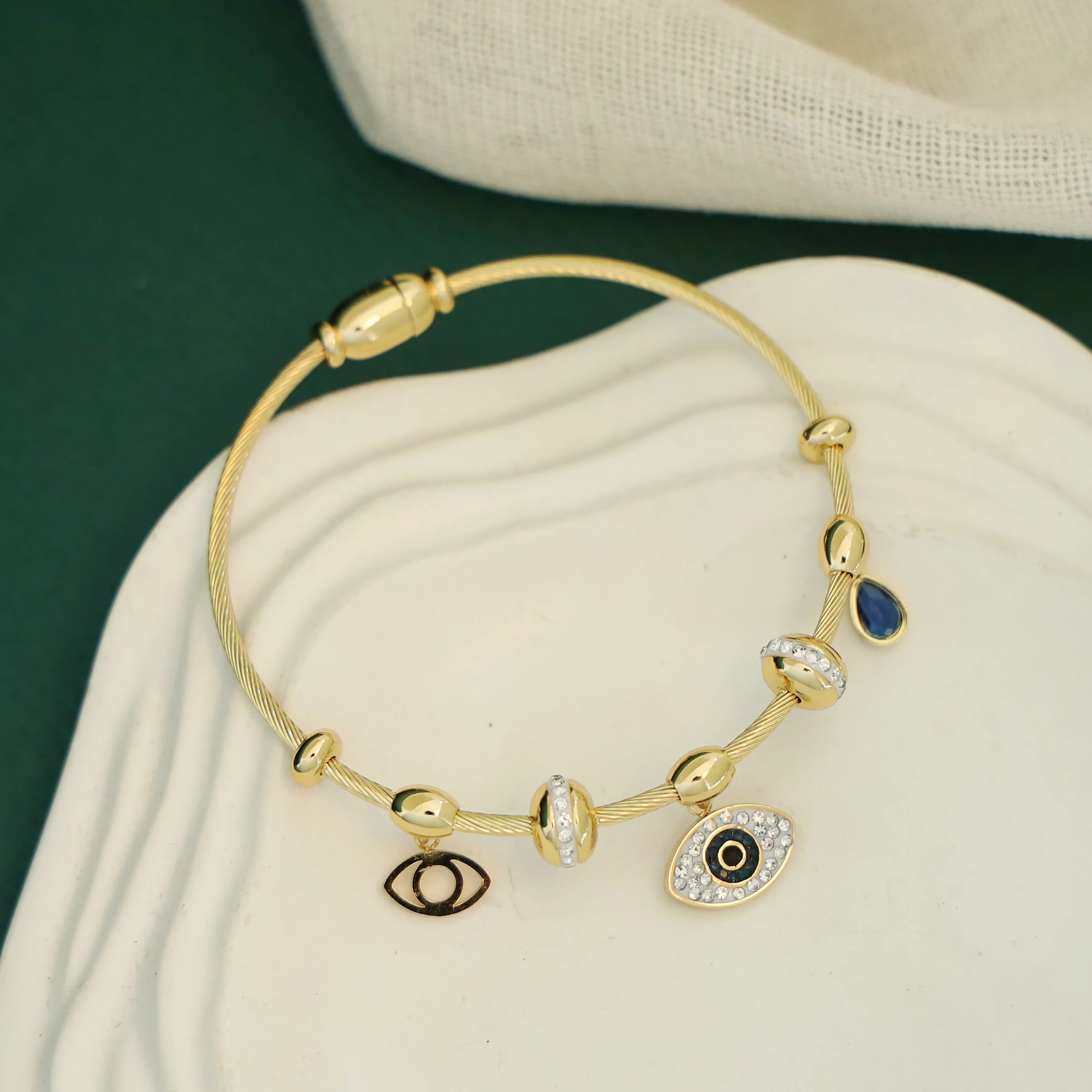 Lucinda Evil Eye Glossy Raindrop Bangle - Image 2