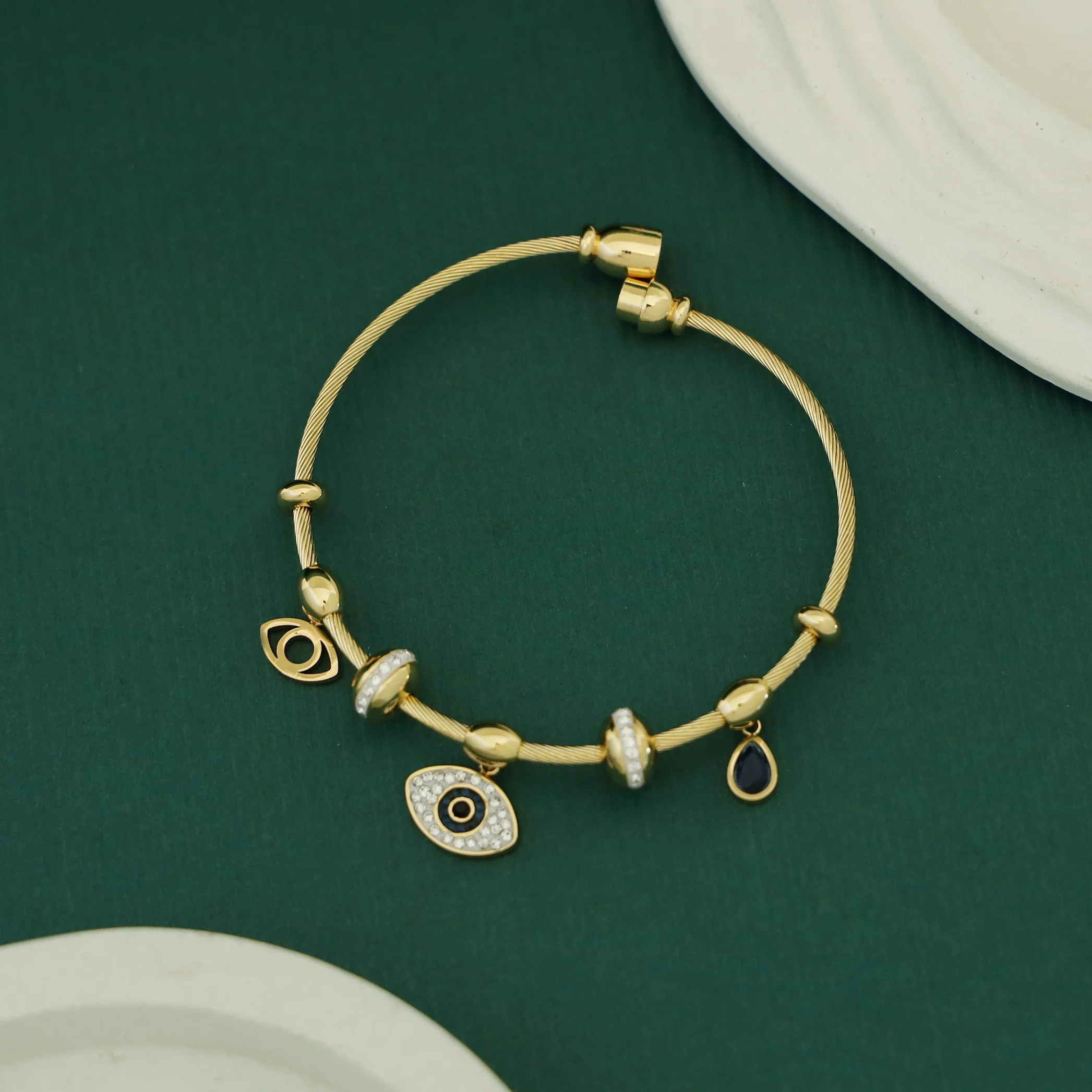 Lucinda Evil Eye Glossy Raindrop Bangle - Image 3