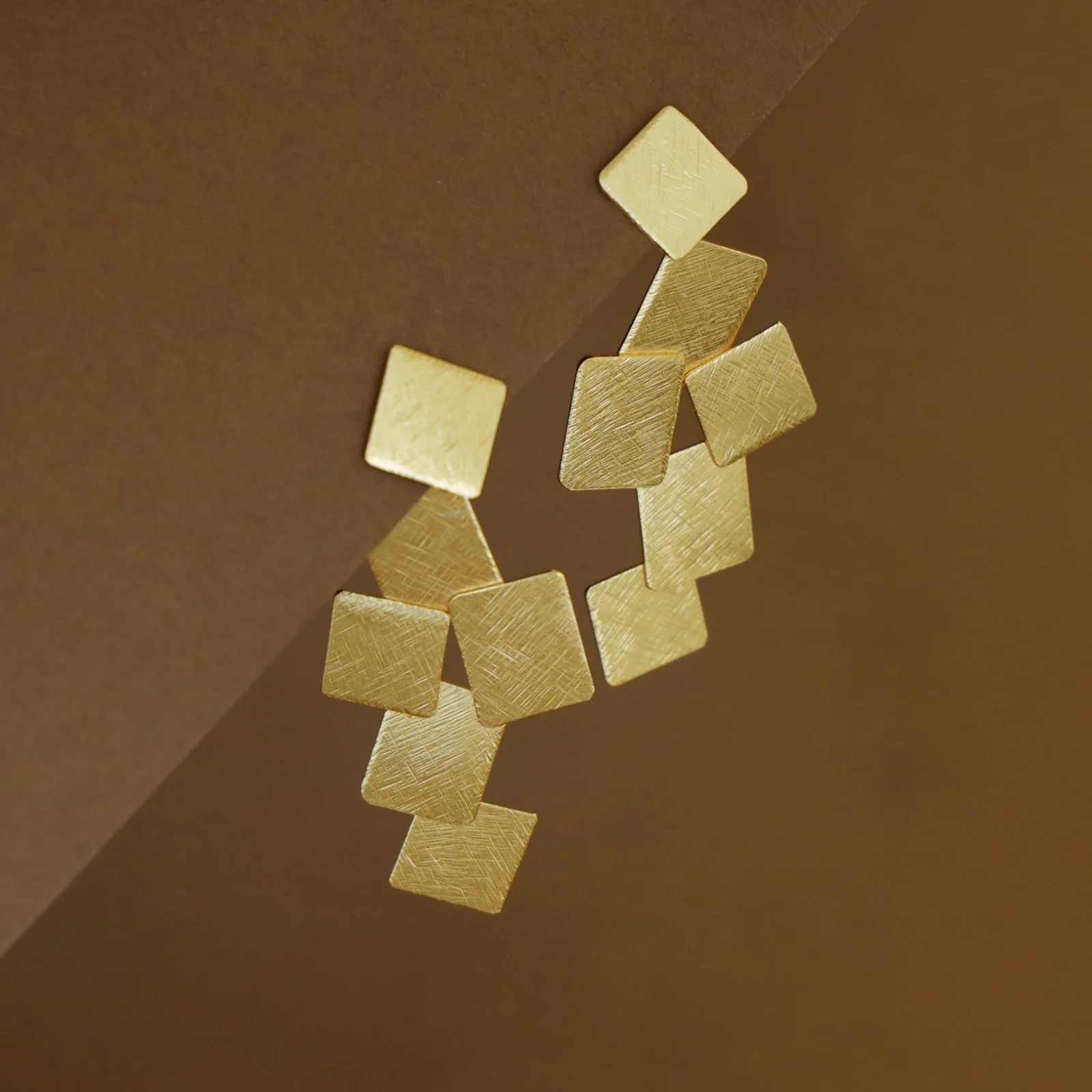 Luna Golden Layered Square Earring - Image 2