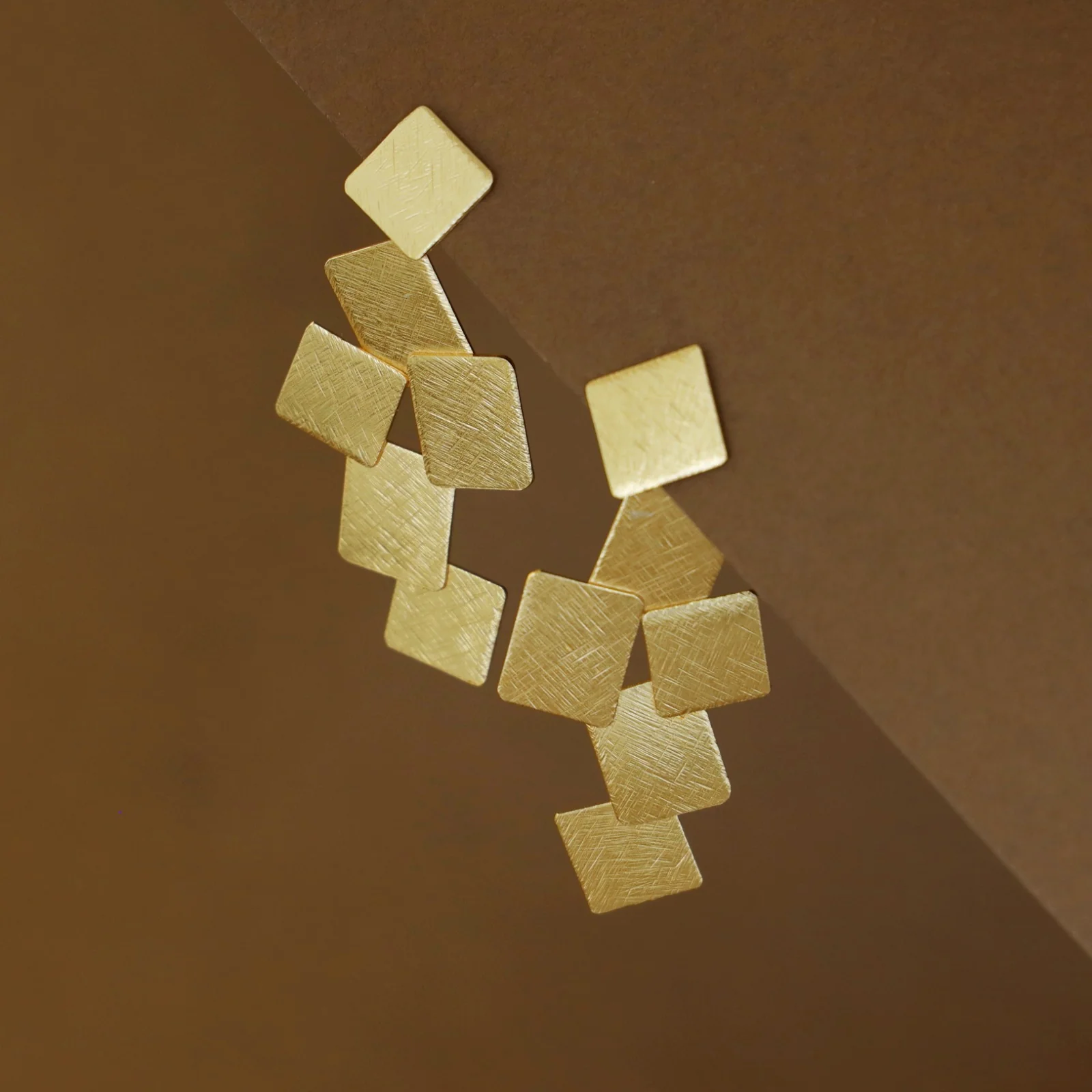 Luna Golden Layered Square Earring - Image 3