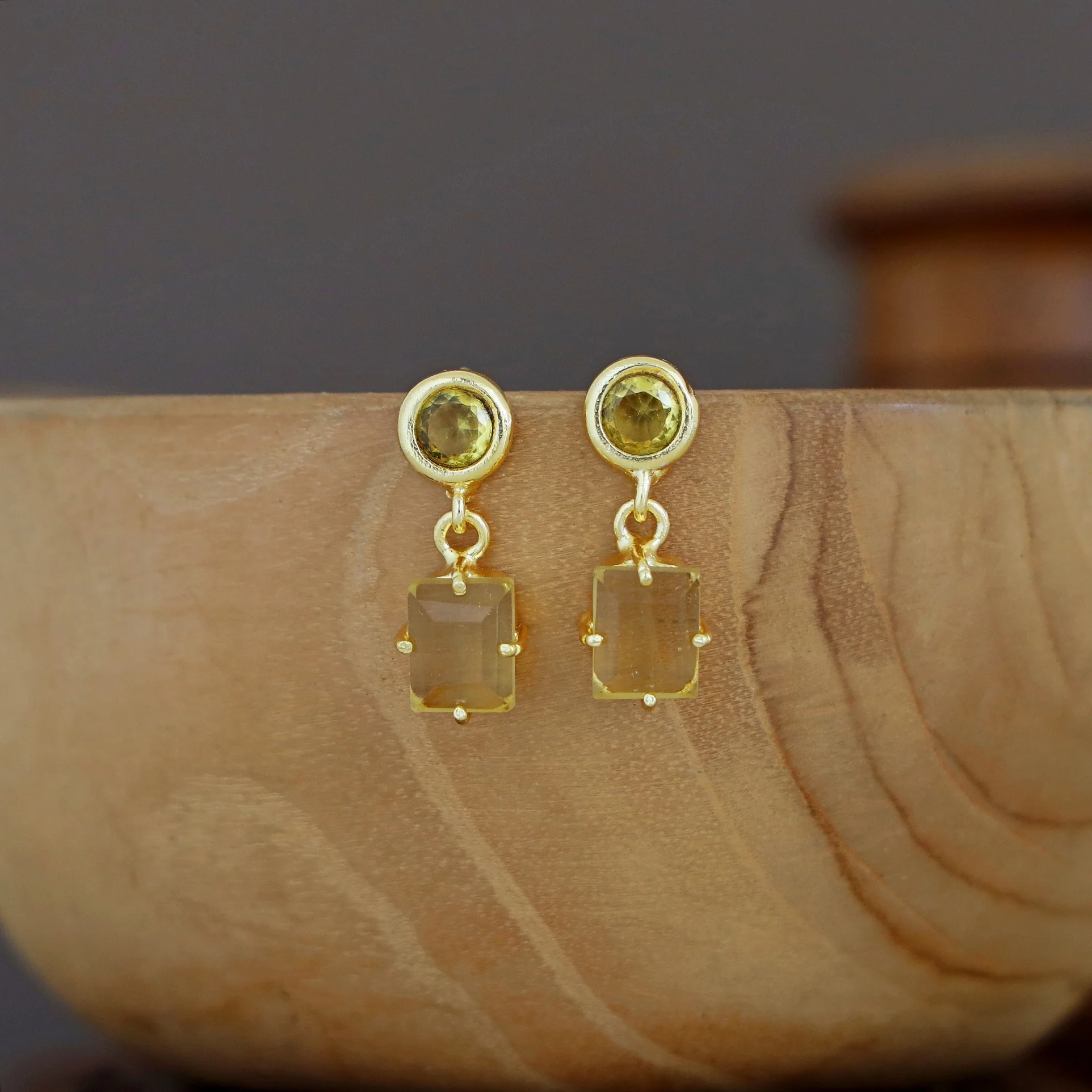 Lydia Glossy Circle Claw Rectangle Earring - Image 9