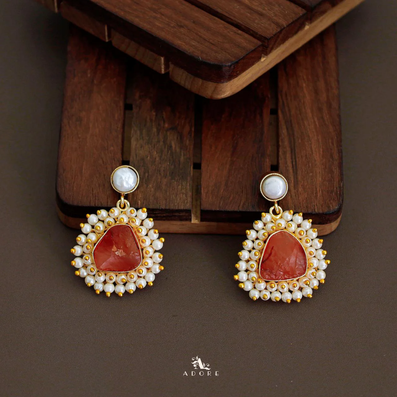 Lydia Raw Stone Pearl Earring - Image 5